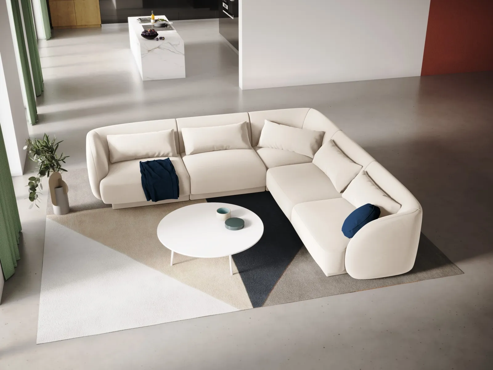 Tulum 5-Sitzer Ecksofa, Symmetrisch, aus Samt oder Chenille, 255x255 cm - Image 37