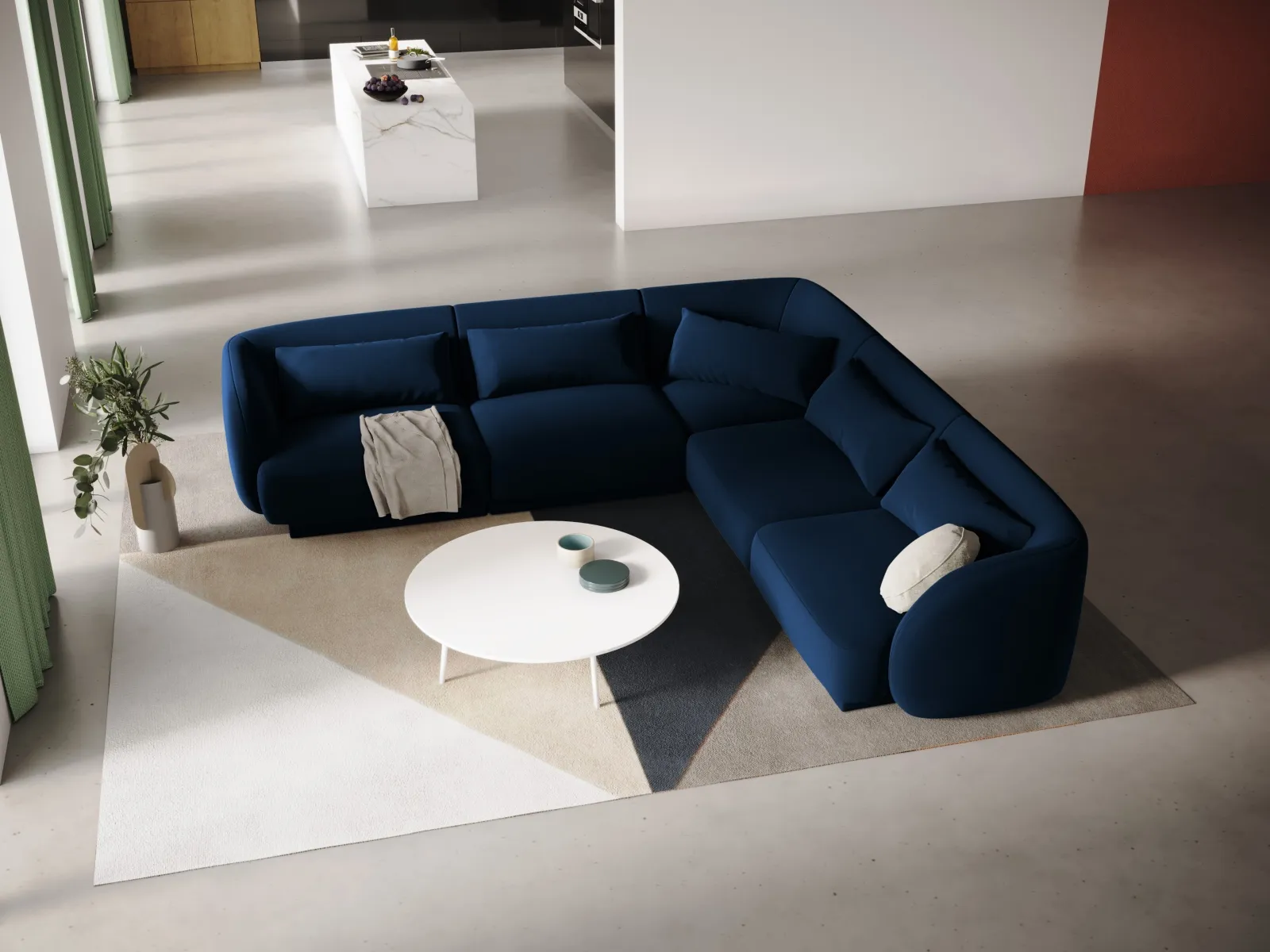 Tulum 5-Sitzer Ecksofa, Symmetrisch, aus Samt oder Chenille, 255x255 cm - Image 42