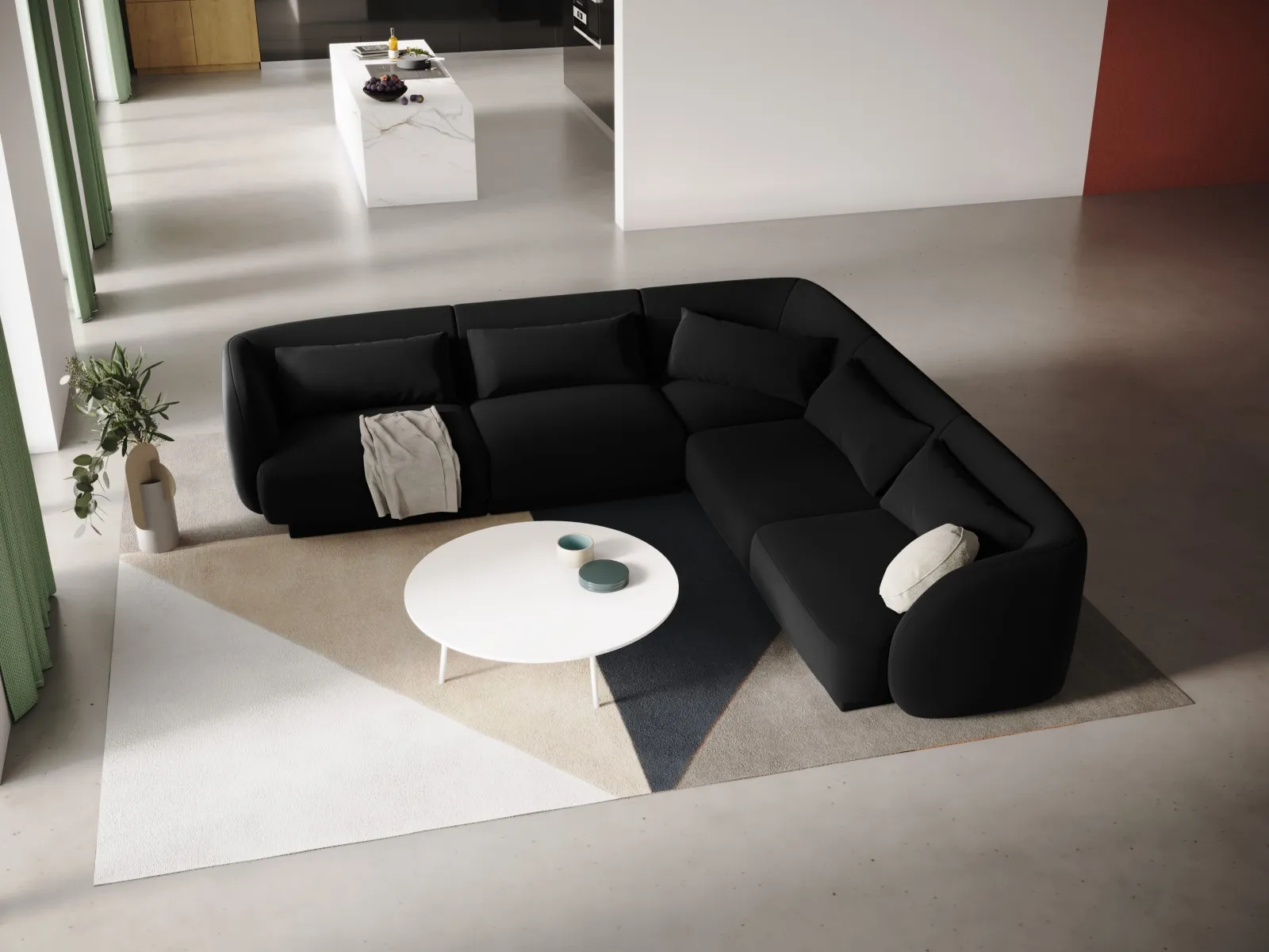 Tulum 5-Sitzer Ecksofa, Symmetrisch, aus Samt oder Chenille, 255x255 cm - Image 57