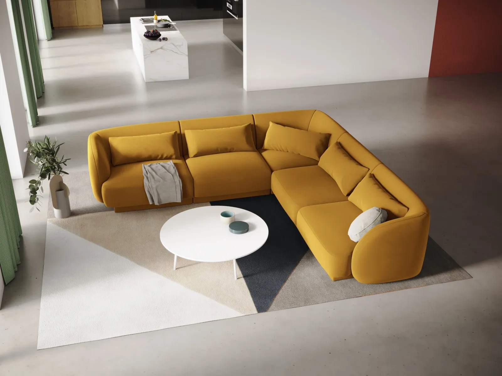 Tulum 5-Sitzer Ecksofa, Symmetrisch, aus Samt oder Chenille, 255x255 cm - Image 67