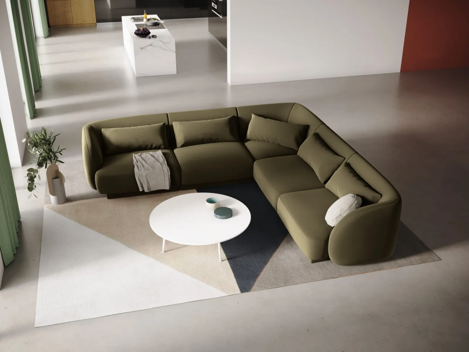 Tulum 5-Sitzer Ecksofa, Symmetrisch, aus Samt oder Chenille, 255x255 cm - Image 72