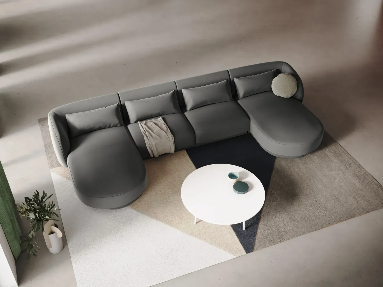 Tulum 5-Sitzer Panorama Sofa aus Samt oder Chenille, 330x156x70 cm - Image 47