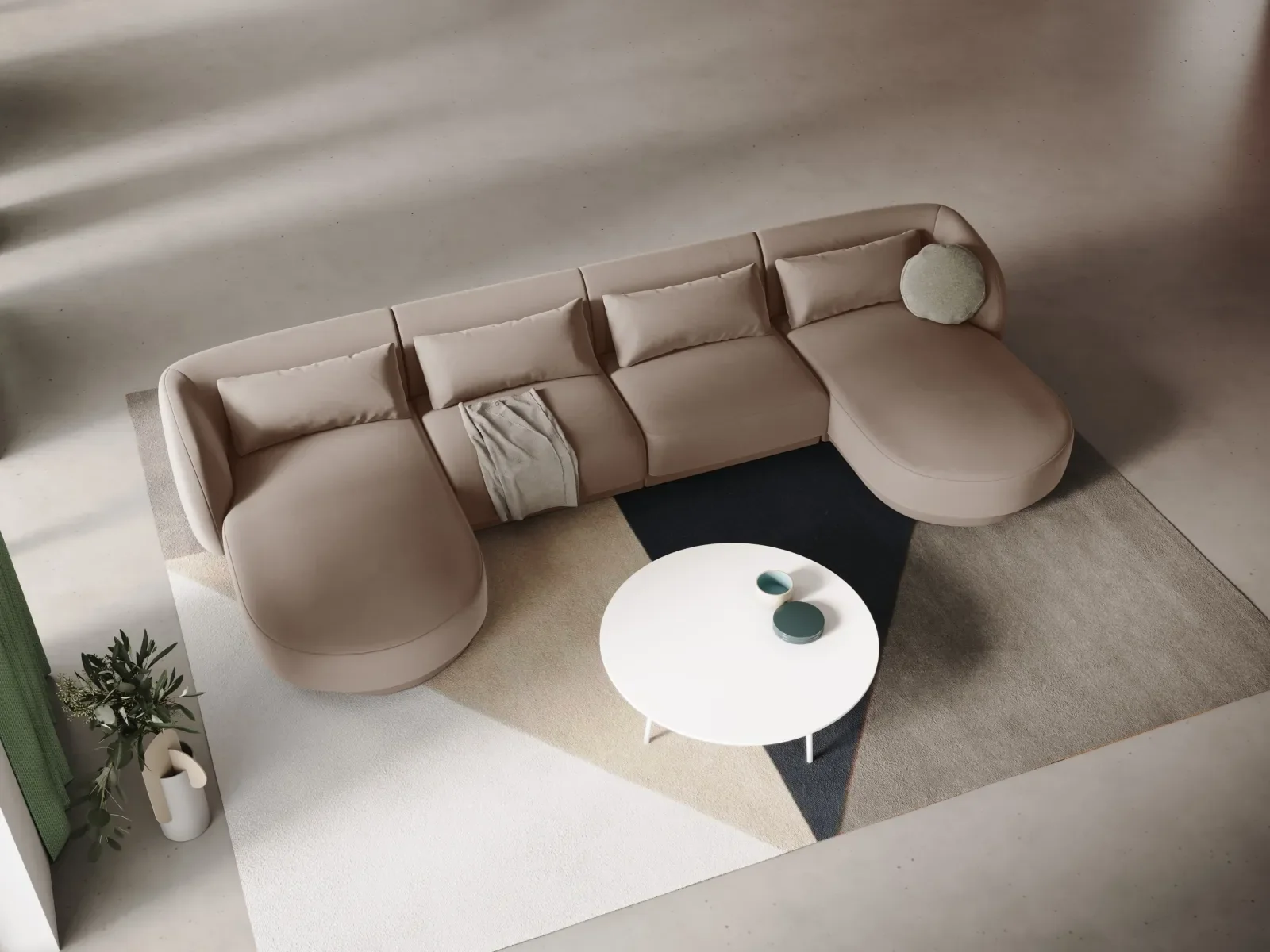 Tulum 5-Sitzer Panorama Sofa aus Samt oder Chenille, 330x156x70 cm - Image 62
