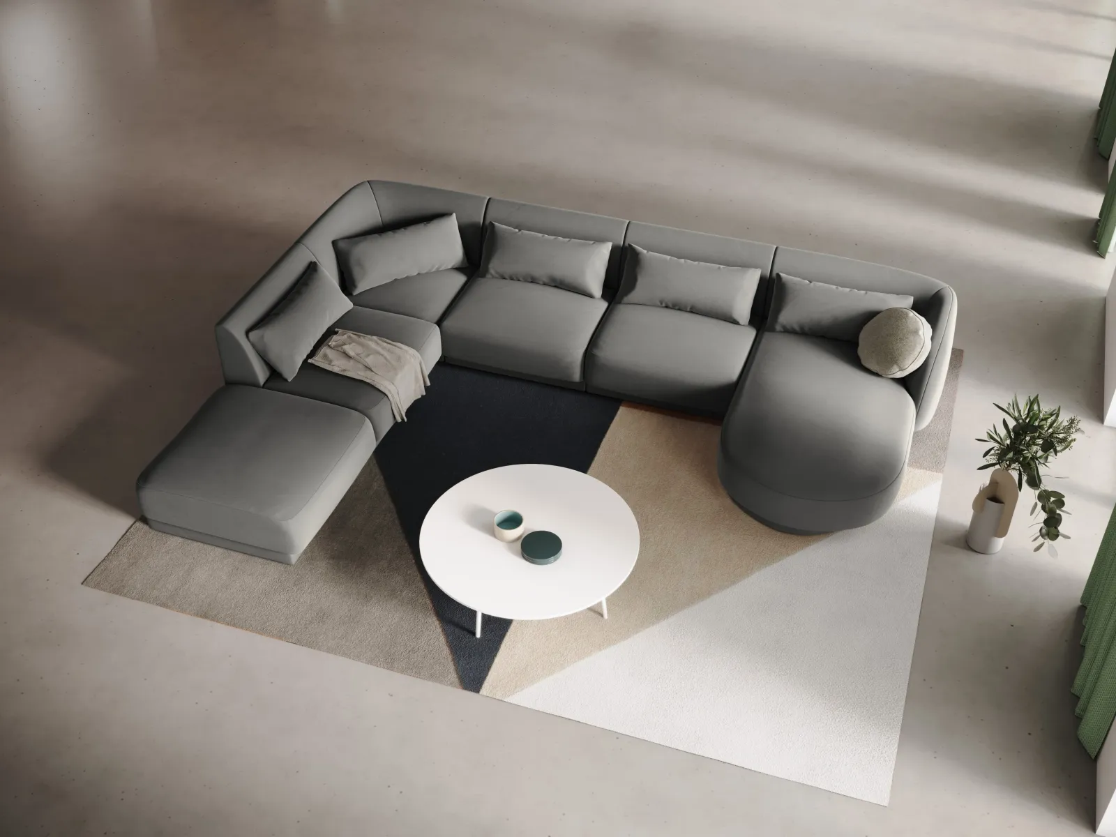 Tulum 6-Sitzer Panorama Ecksofa, Linke Seite, aus Samt oder Chenille, 330x255x70 cm - Image 47