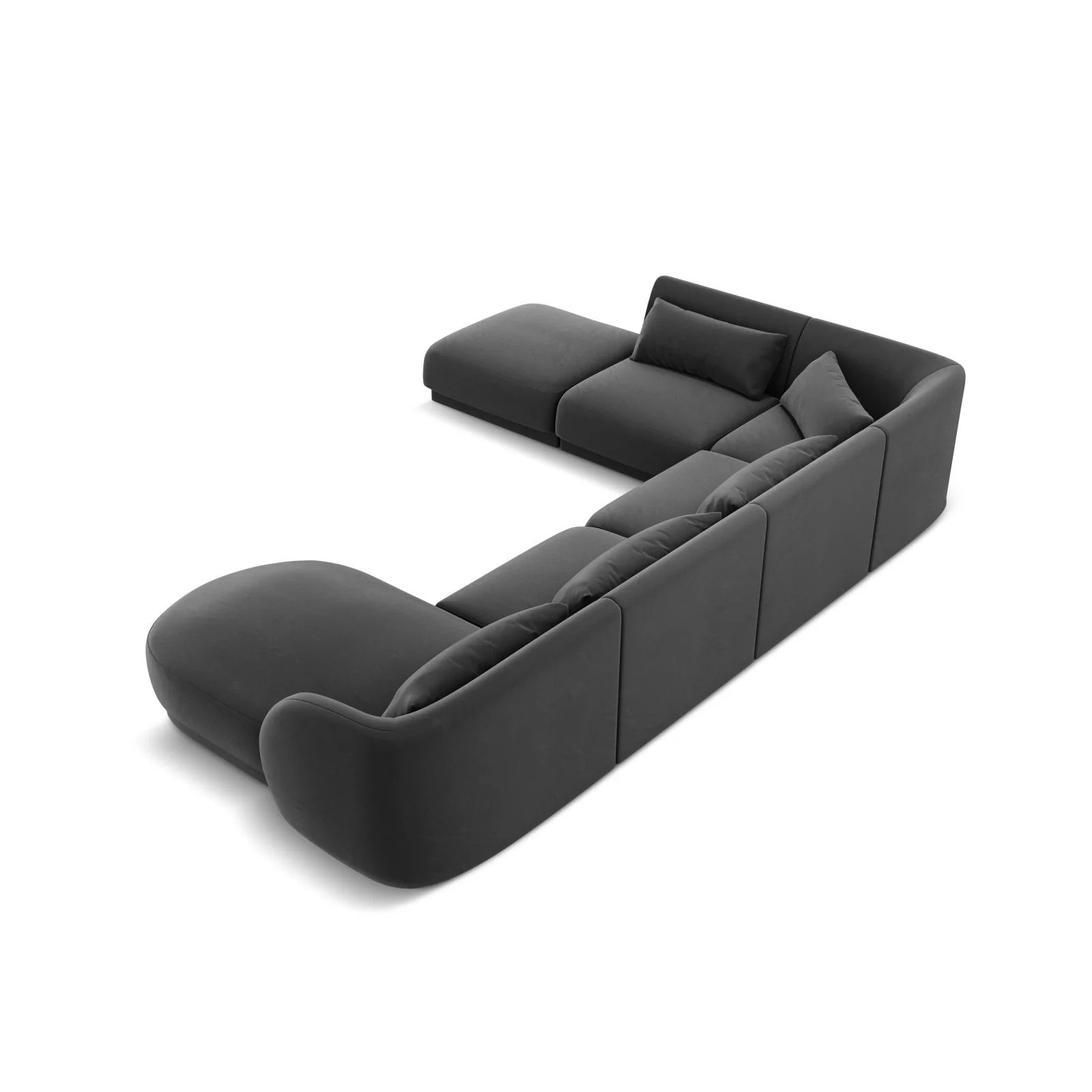 Tulum 6-Sitzer Panorama Ecksofa, Linke Seite, aus Samt oder Chenille, 330x255x70 cm - Image 55