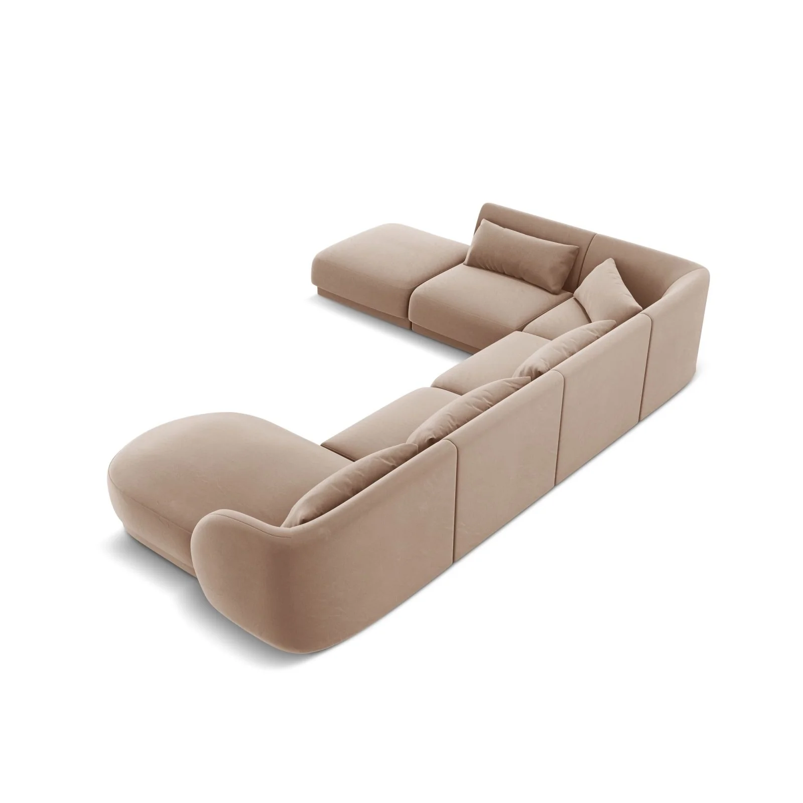 Tulum 6-Sitzer Panorama Ecksofa, Linke Seite, aus Samt oder Chenille, 330x255x70 cm - Image 65