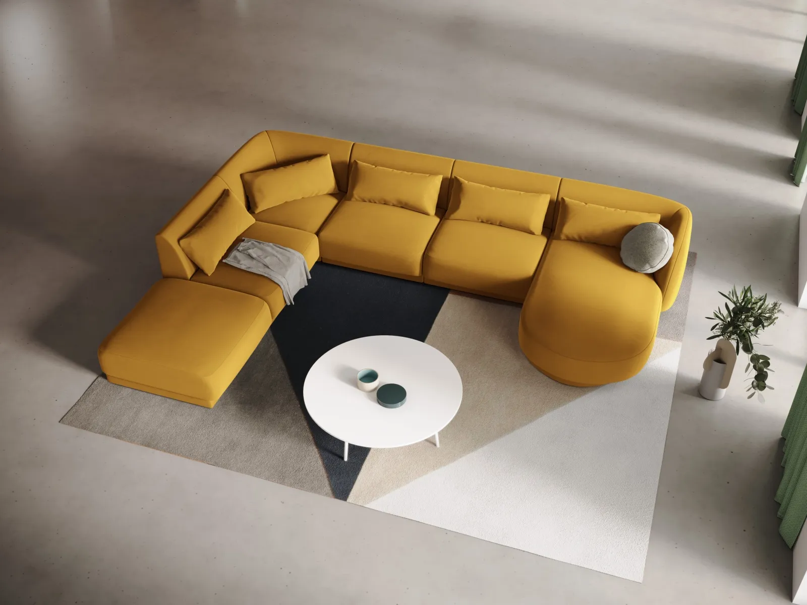 Tulum 6-Sitzer Panorama Ecksofa, Linke Seite, aus Samt oder Chenille, 330x255x70 cm - Image 67