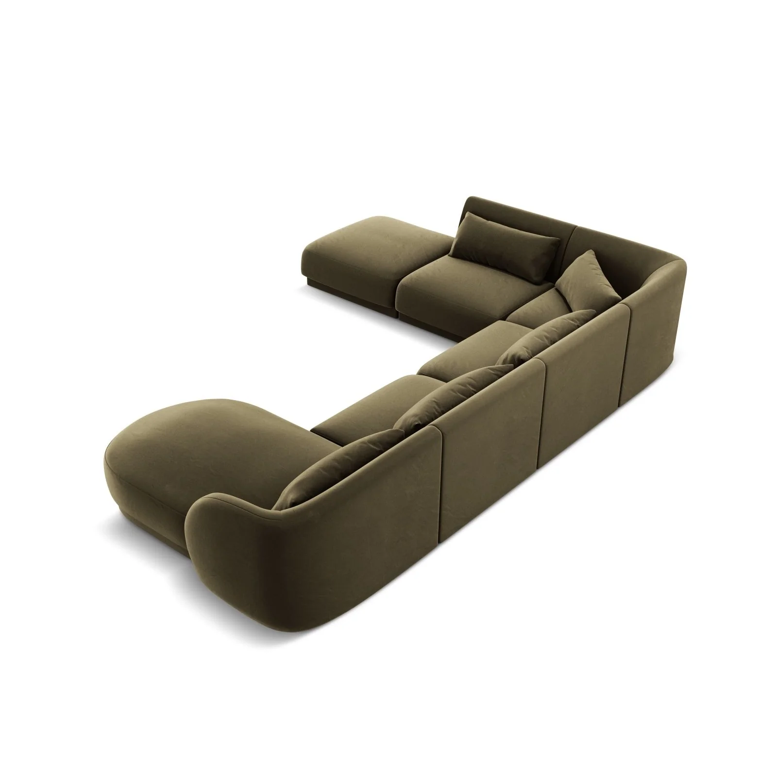 Tulum 6-Sitzer Panorama Ecksofa, Linke Seite, aus Samt oder Chenille, 330x255x70 cm - Image 75