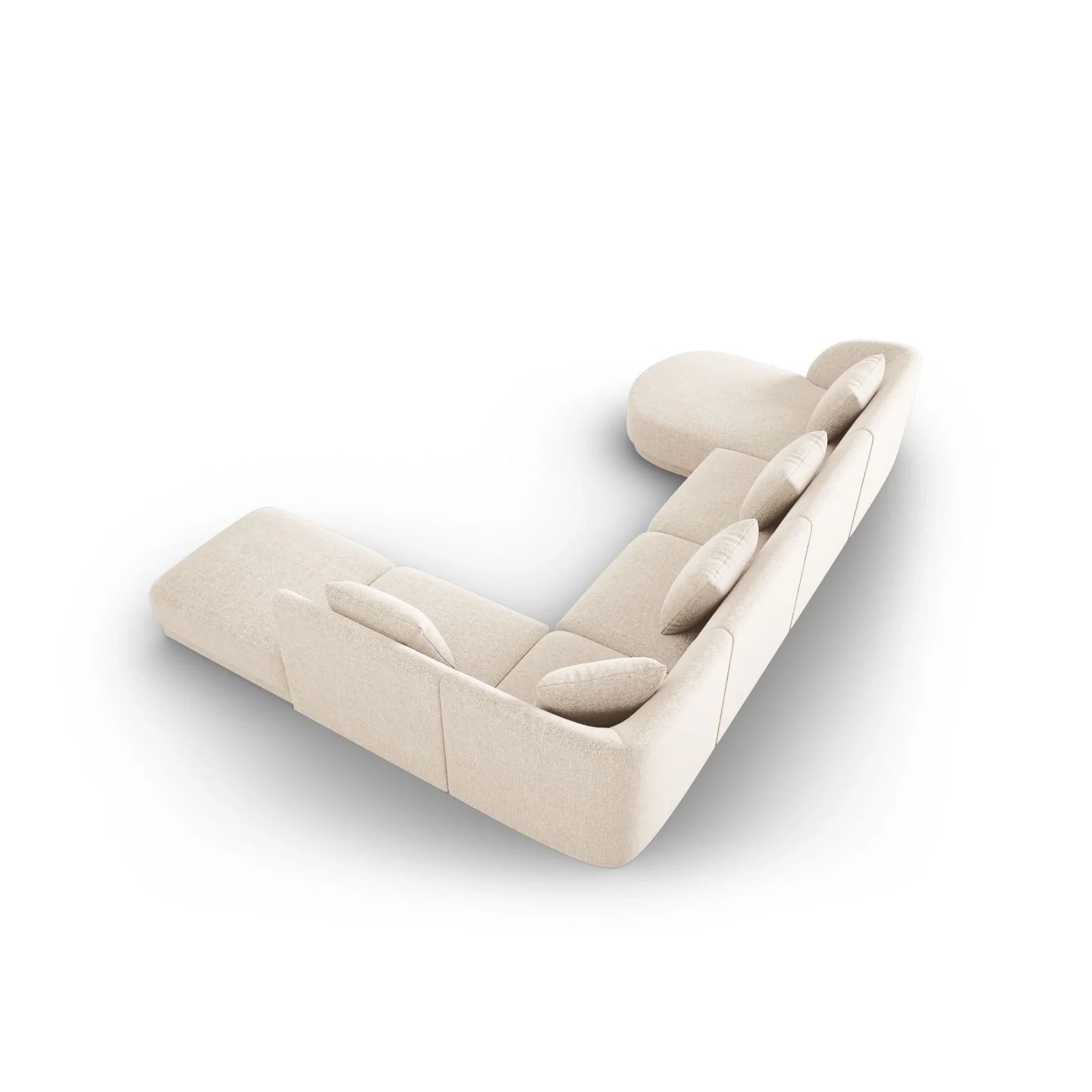 Tulum 6-Sitzer Panorama Ecksofa, Rechte Seite, aus Samt oder Chenille, 330x255x70 cm - Image 4