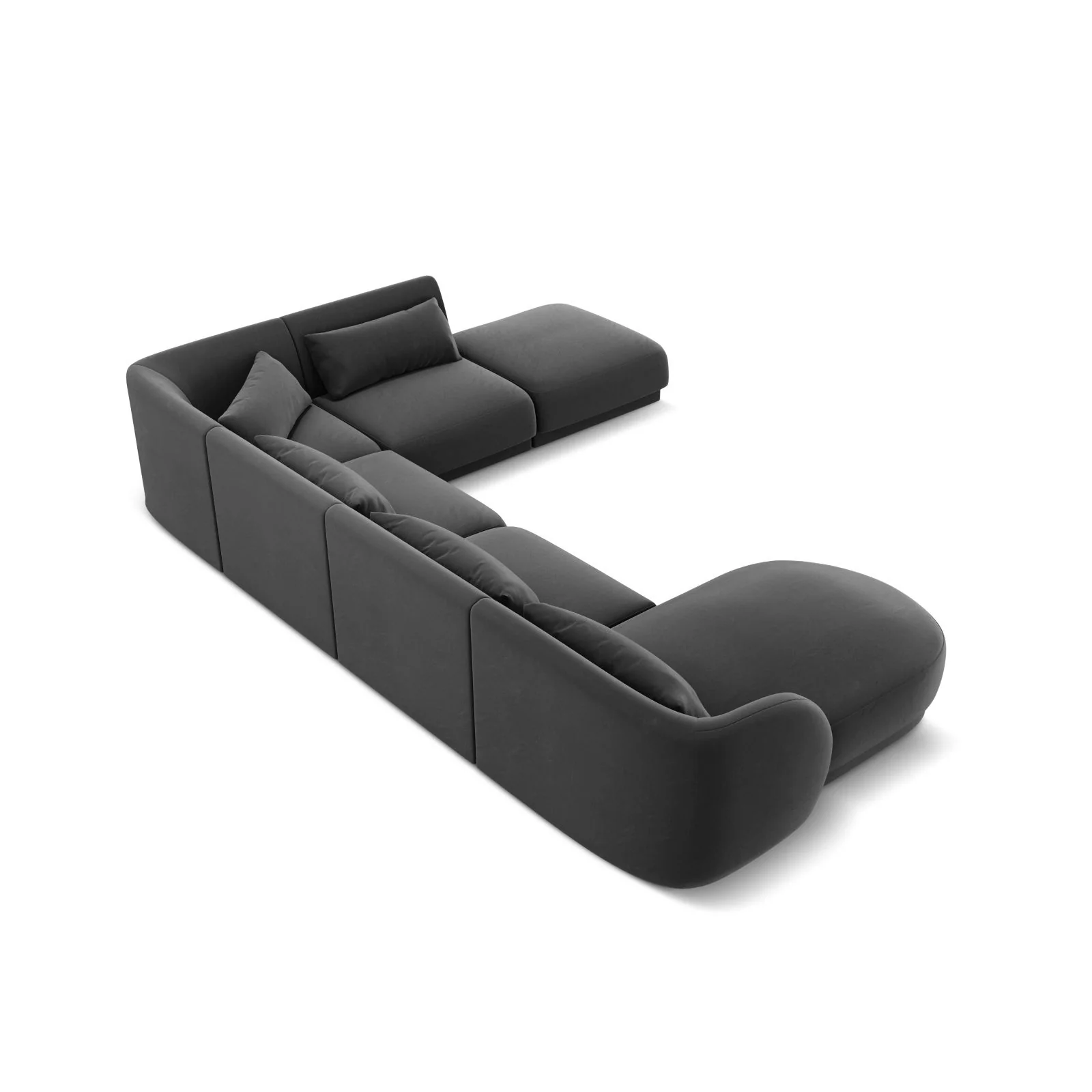 Tulum 6-Sitzer Panorama Ecksofa, Rechte Seite, aus Samt oder Chenille, 330x255x70 cm - Image 55