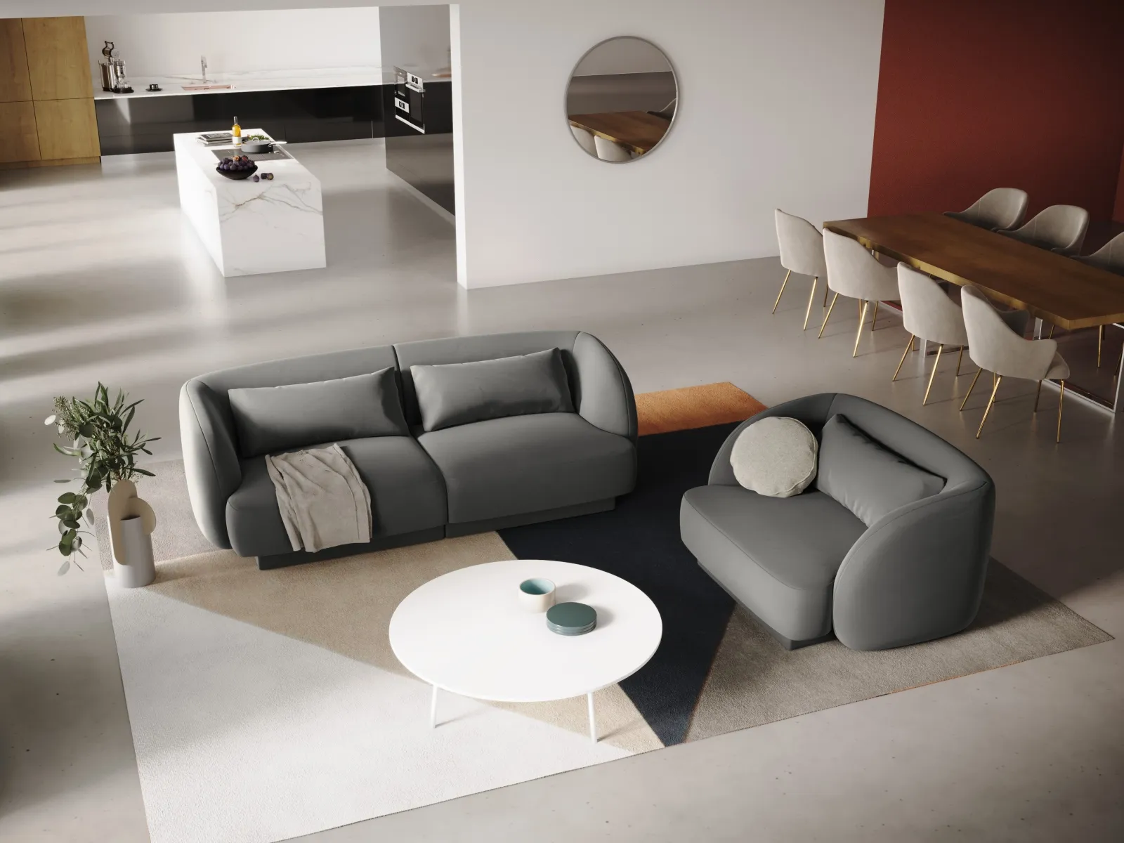 Tulum Sessel aus Samt oder Chenille, 103x90x70 cm - Image 47