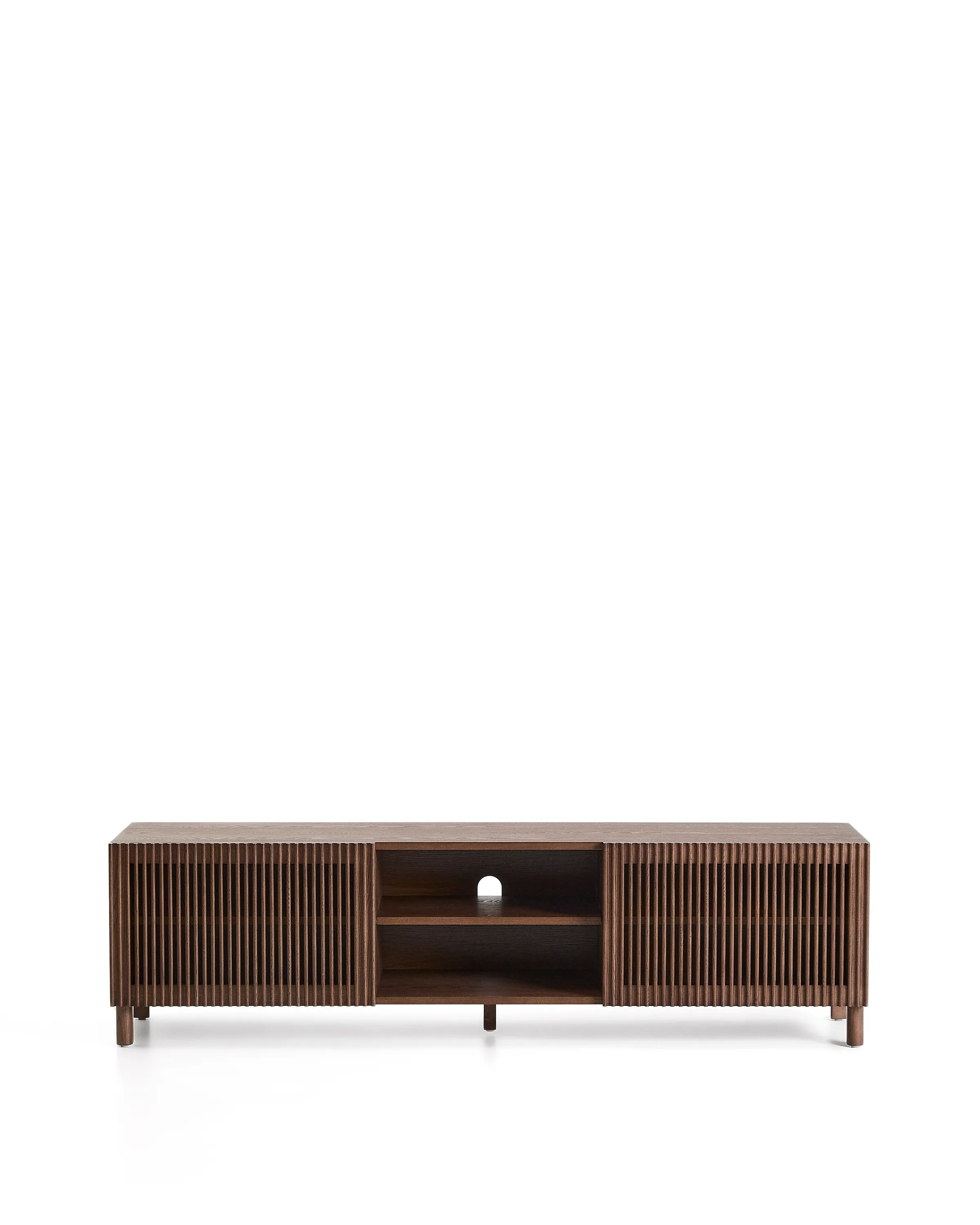 TV-Möbel Beyla aus Furnier und Massivholz aus Esche mit nussbaumfarbenem Finish 180 x 49,5 cm FSC 100%