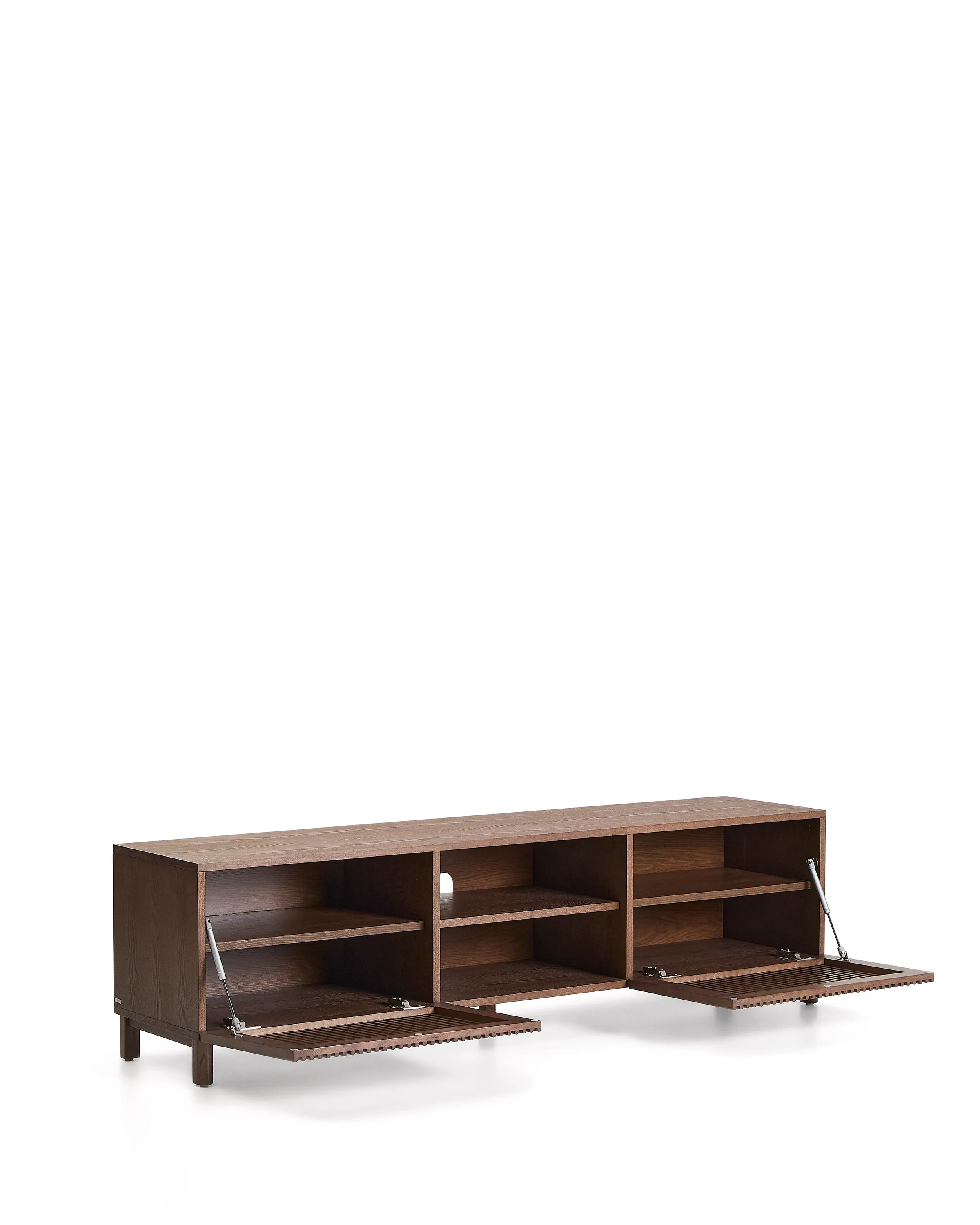TV-Möbel Beyla aus Furnier und Massivholz aus Esche mit nussbaumfarbenem Finish 180 x 49,5 cm FSC 100% - Image 4