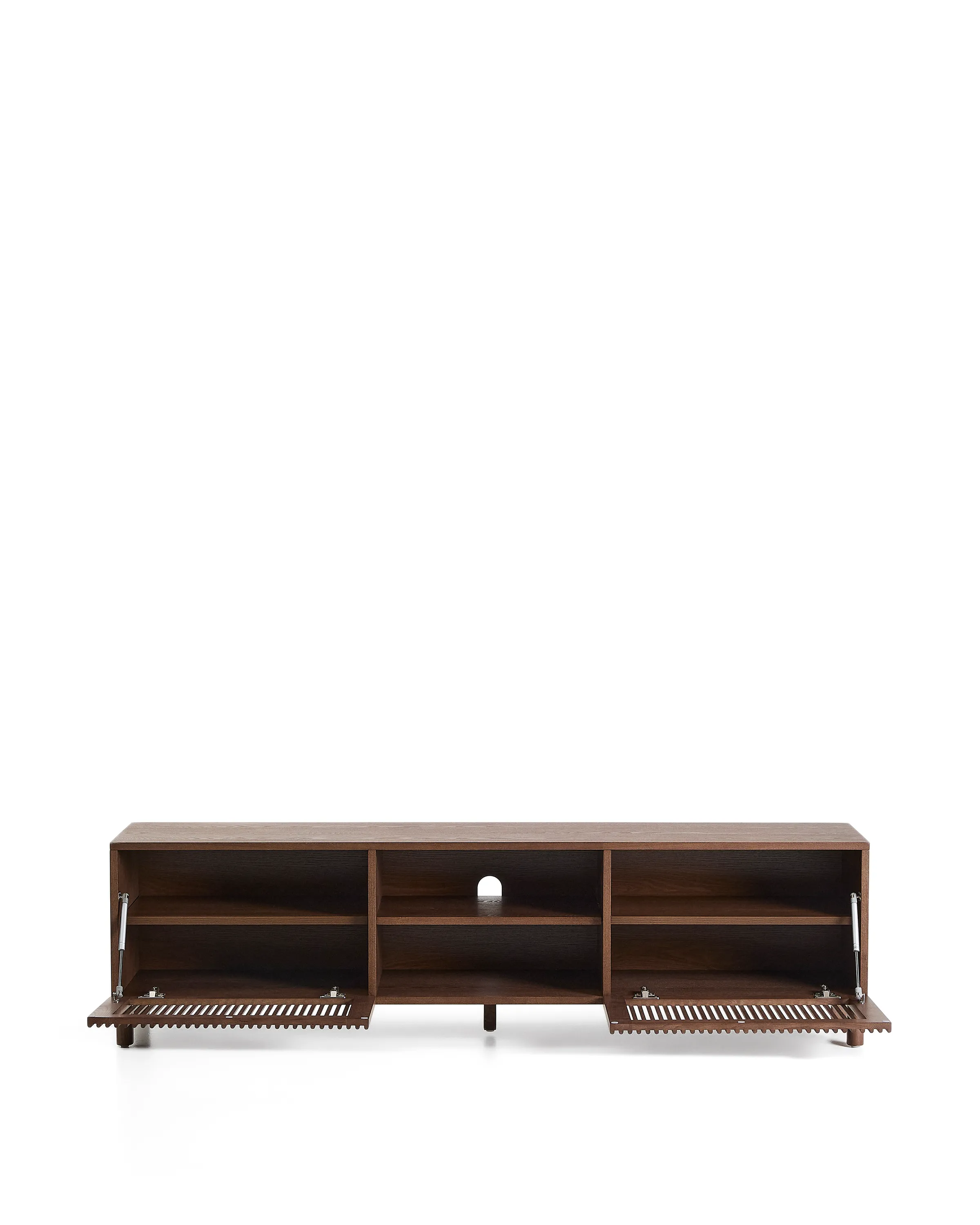 TV-Möbel Beyla aus Furnier und Massivholz aus Esche mit nussbaumfarbenem Finish 180 x 49,5 cm FSC 100% - Image 5