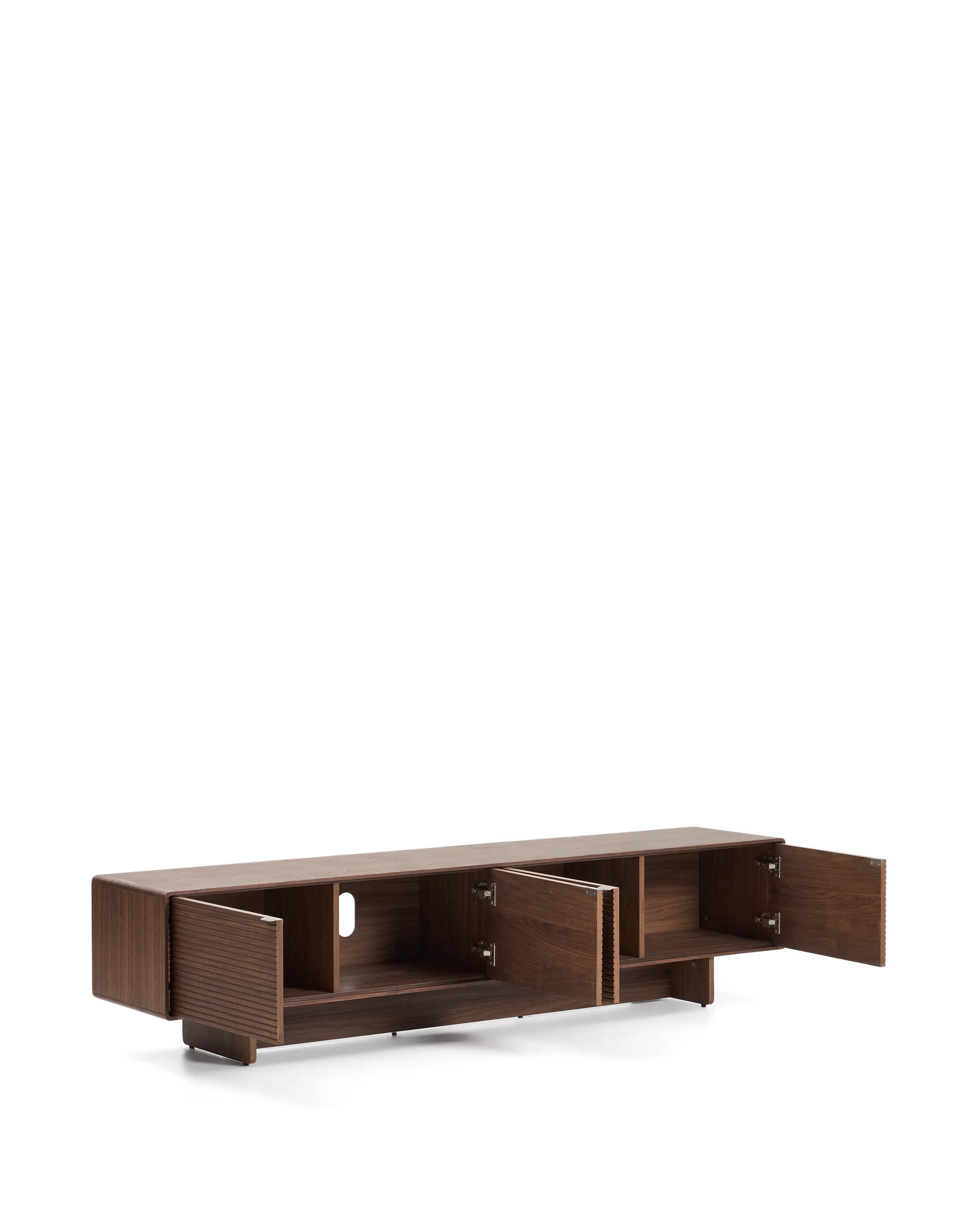 TV-Möbel Norlen mit 4 Türen in Nussbaumfurnier FSC Mix Credit 200 x 46 cm - Image 7