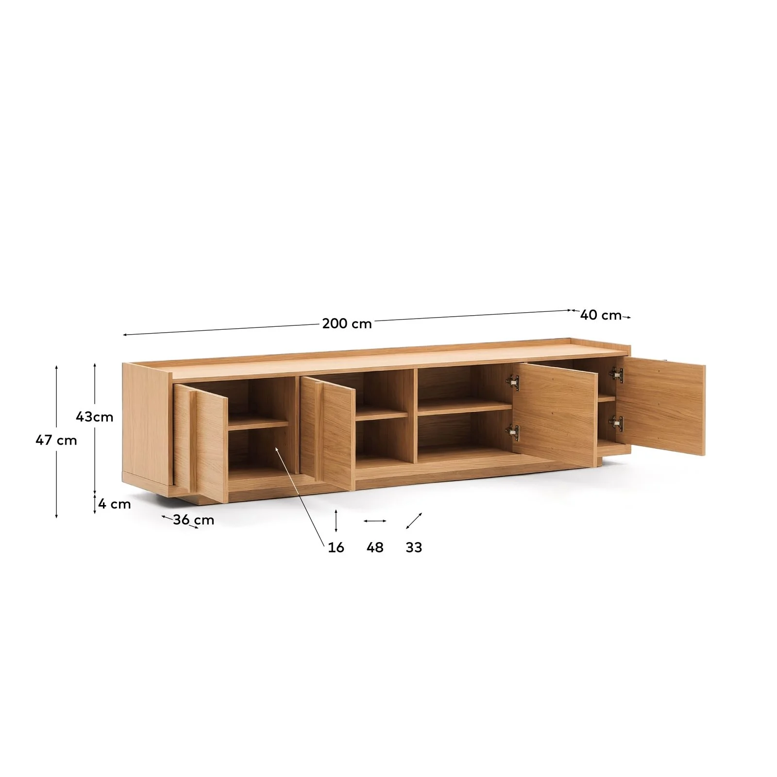 TV-Möbel Onix aus Eichenfurnier mit Naturton-Finish 200 x 45 cm FSC Mix Credit - Image 4