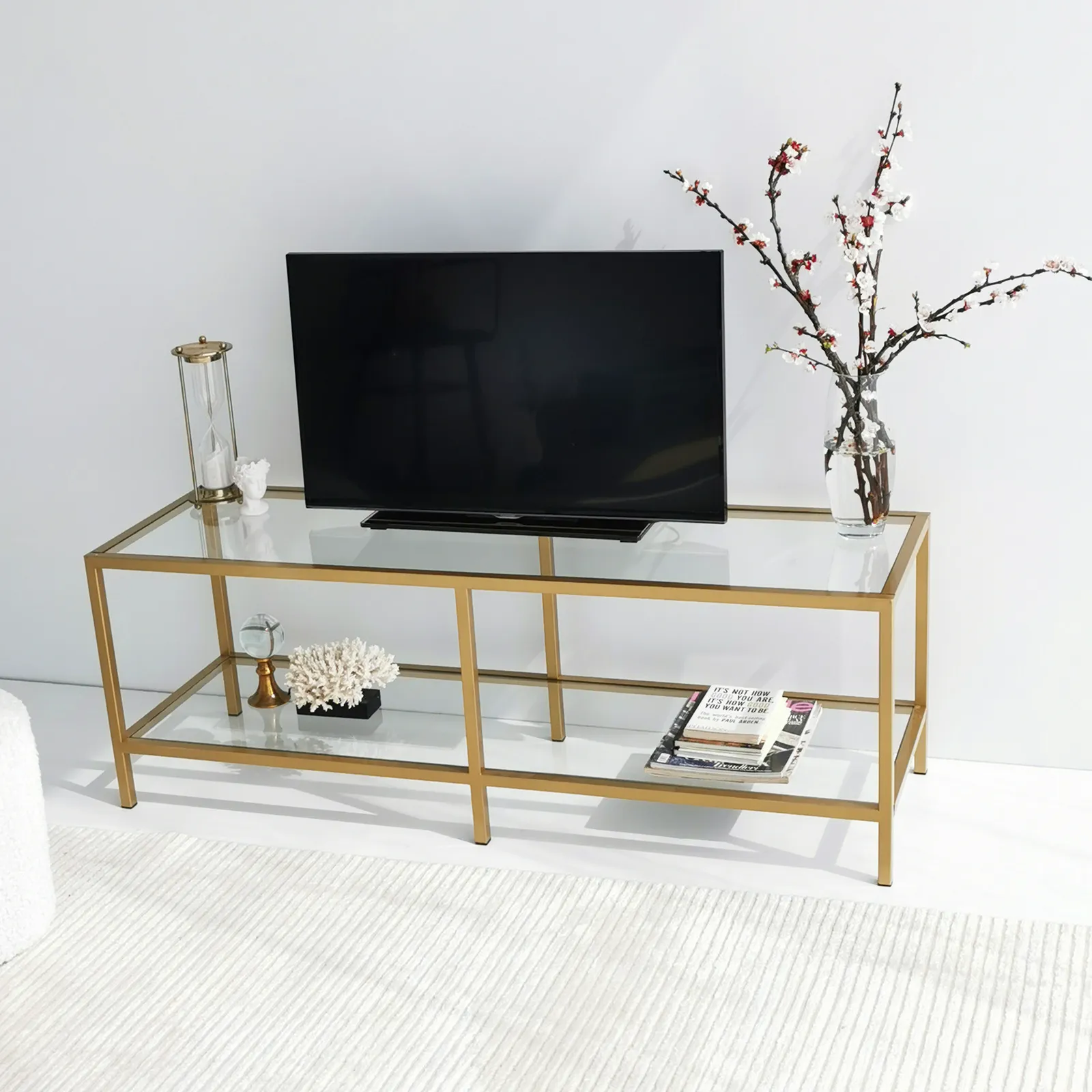 TV-Schrank Basic aus Metall und gehärtetem Glas, 130×40×45 cm - Image 13