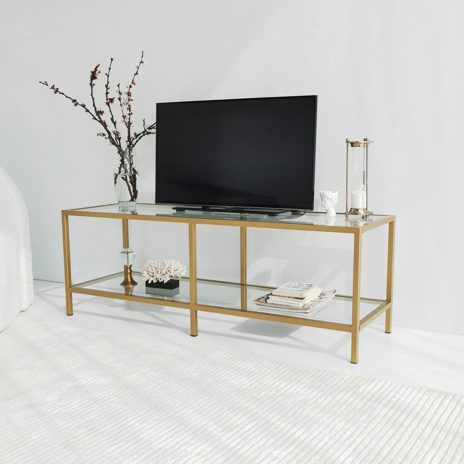 TV-Schrank Basic aus Metall und gehärtetem Glas, 130×40×45 cm - Image 15