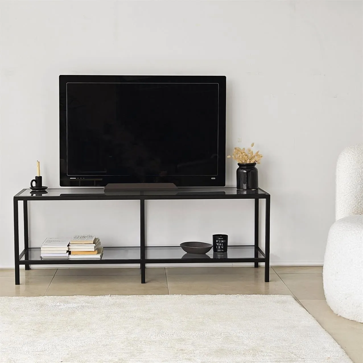 TV-Schrank Basic aus Metall und gehärtetem Glas, 130×40×45 cm - Image 19