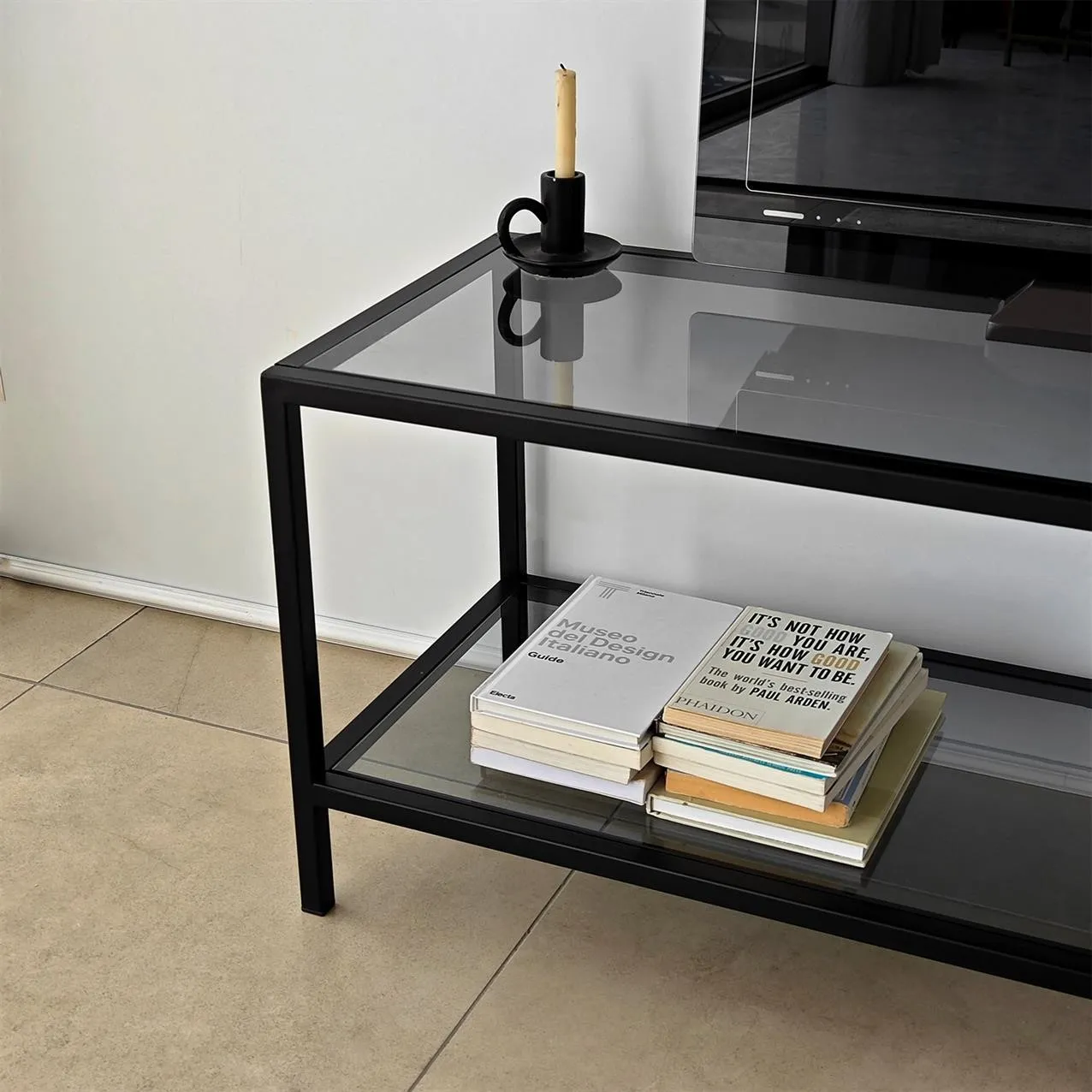 TV-Schrank Basic aus Metall und gehärtetem Glas, 130×40×45 cm - Image 22
