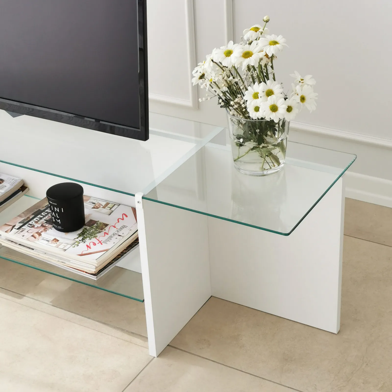 TV-Schrank Escape aus melaminbeschichteten Holz und gehärtetem Glas, 158×35×40 cm - Image 7