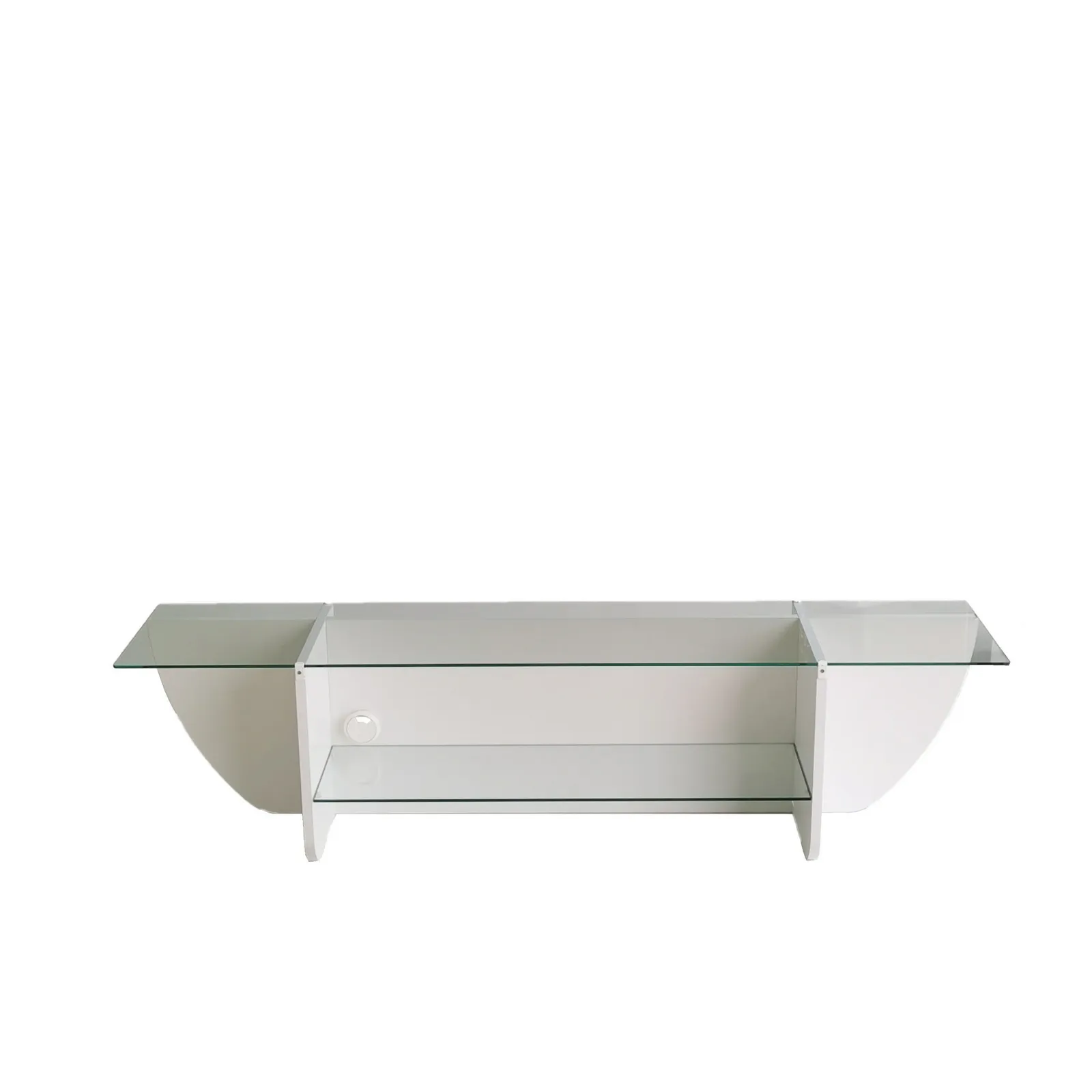 TV-Schrank Lily aus melaminharzbeschichteten Holz und gehärtetem Glas, 158×35×40 cm