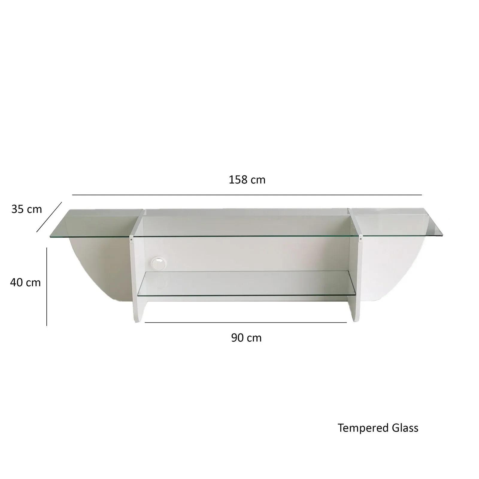 TV-Schrank Lily aus melaminharzbeschichteten Holz und gehärtetem Glas, 158×35×40 cm - Image 8