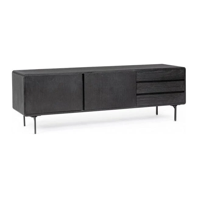 TV Sideboard mit 2 Türen und 3 Schubladen Widald Schwarz