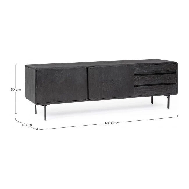 TV Sideboard mit 2 Türen und 3 Schubladen Widald Schwarz - Image 2