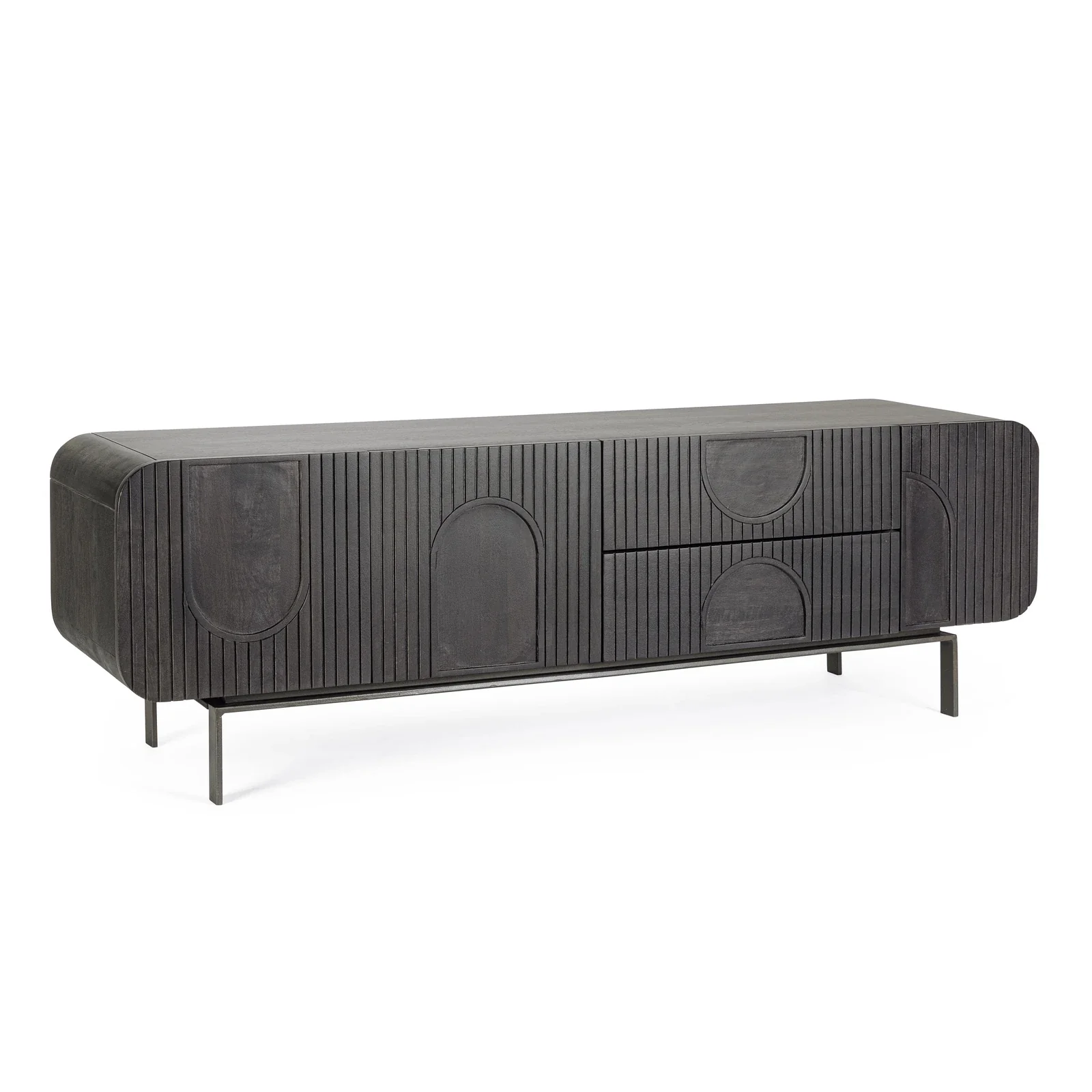 TV Sideboard mit 3 Türen und 2 Schubladen Orissa Schwarz