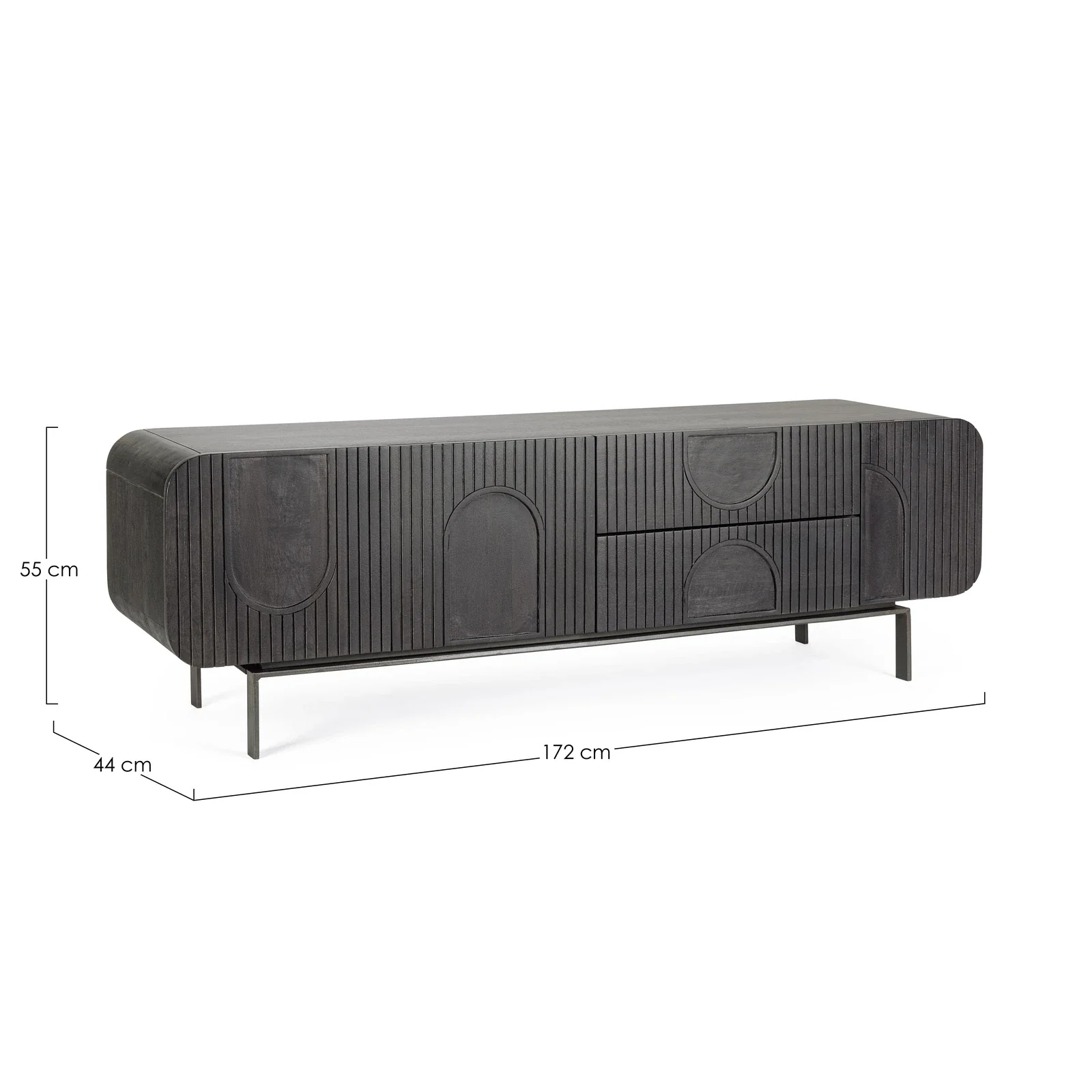 TV Sideboard mit 3 Türen und 2 Schubladen Orissa Schwarz - Image 5