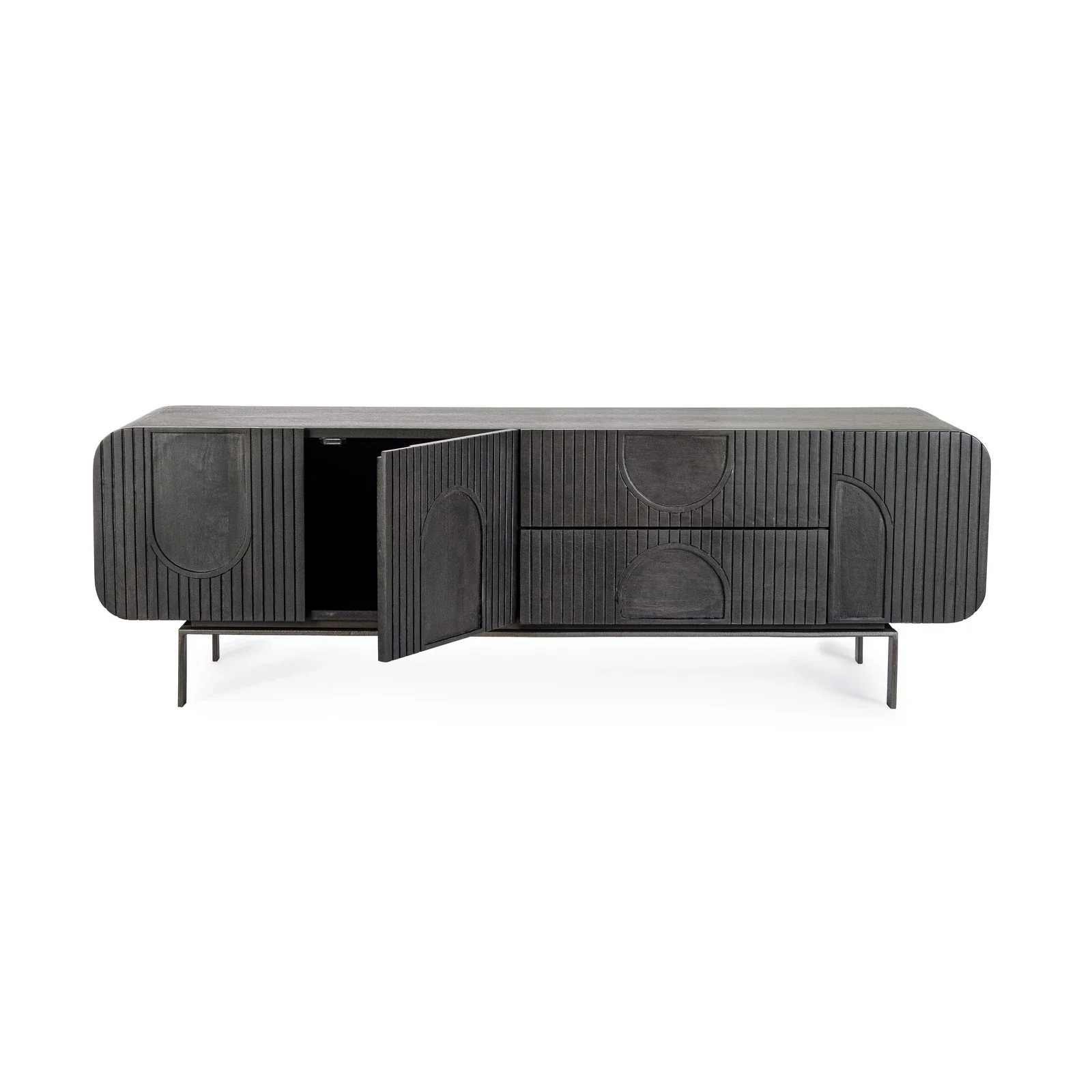 TV Sideboard mit 3 Türen und 2 Schubladen Orissa Schwarz - Image 7