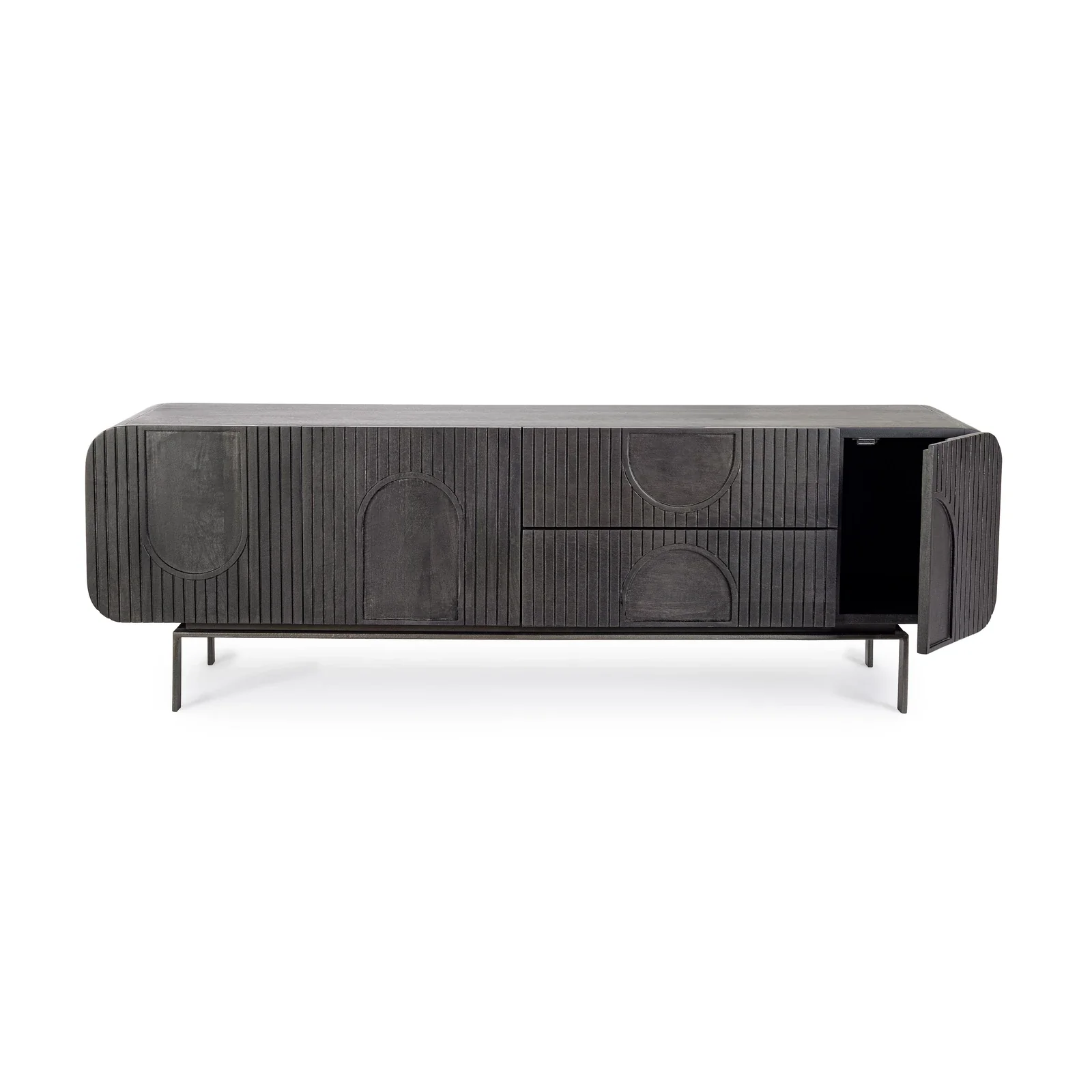TV Sideboard mit 3 Türen und 2 Schubladen Orissa Schwarz - Image 8