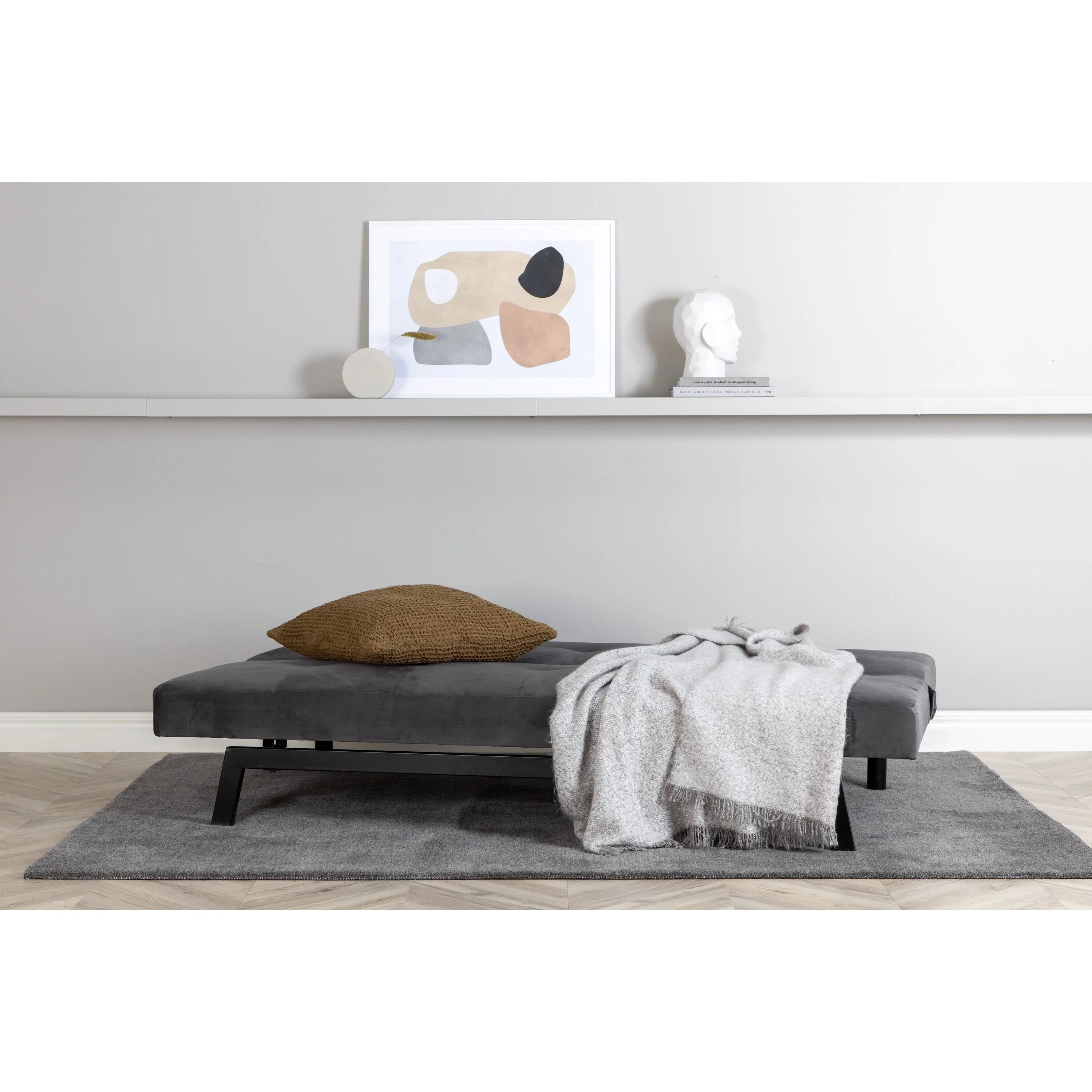 Bodil Sofabett - Schwarz / Dunkelgrauer Samt - Image 4