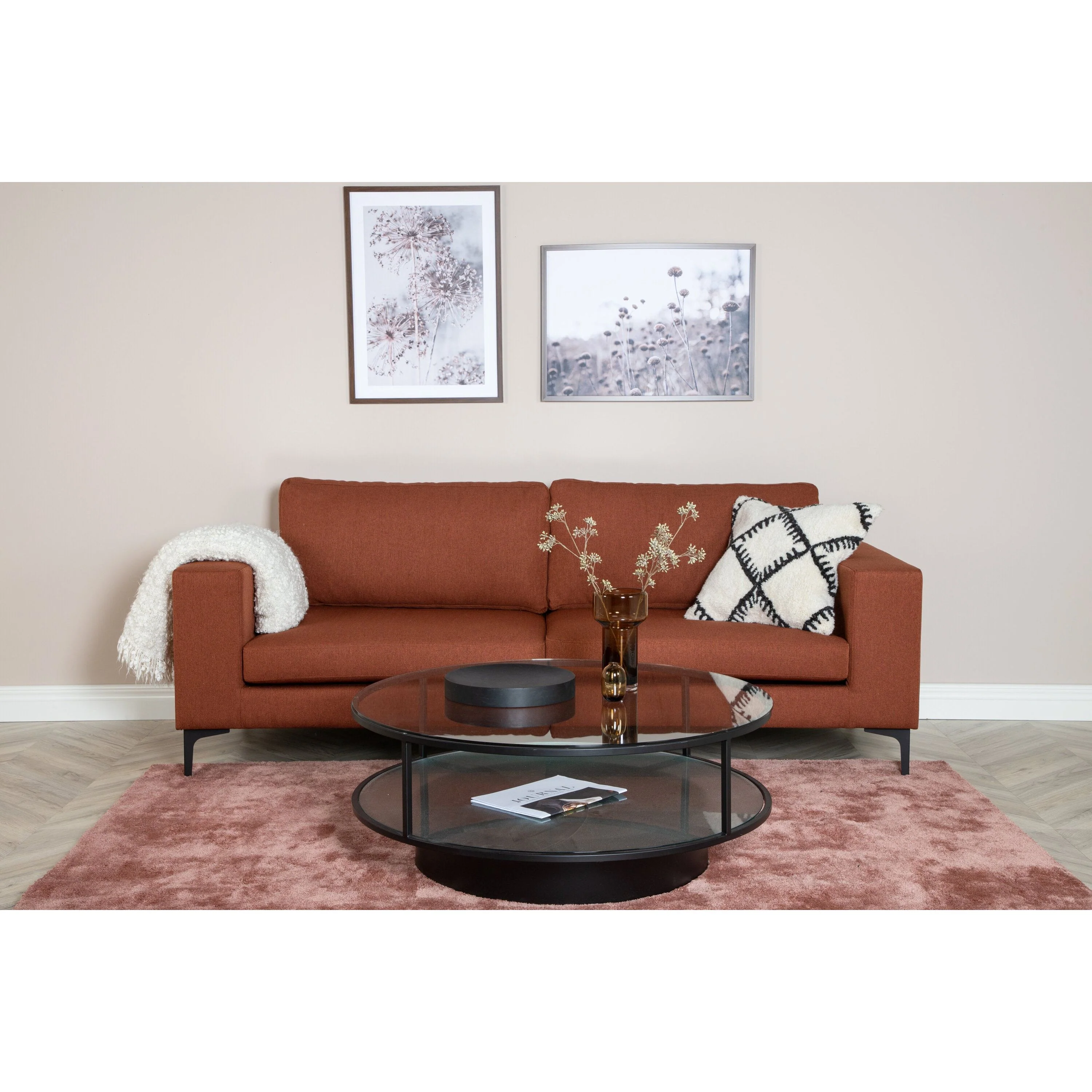 Bolero 3-Sitzer Sofa - rostroter Stoff - schwarze Beine - Image 2