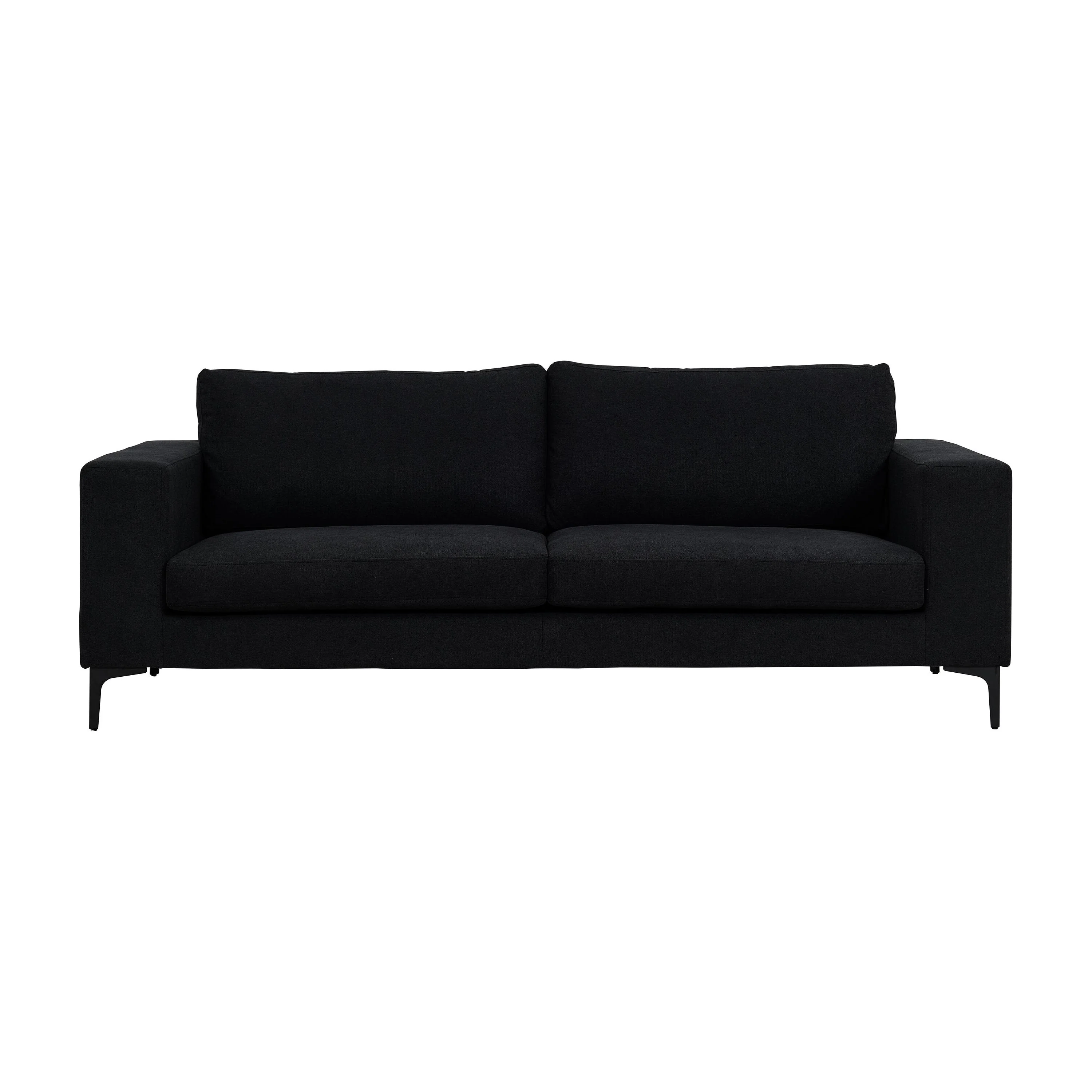 Bolero Sofa - 3-Sitzer - Schwarzer Stoff - Schwarze Beine