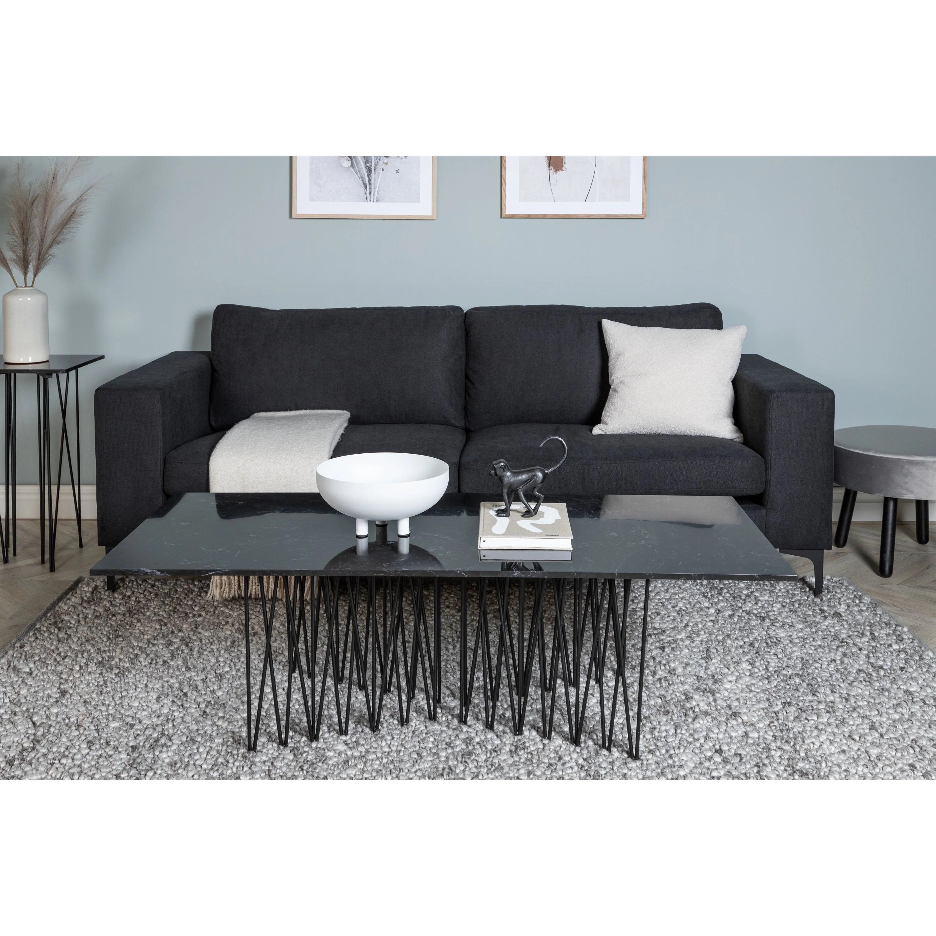 Bolero Sofa - 3-Sitzer - Schwarzer Stoff - Schwarze Beine - Image 2