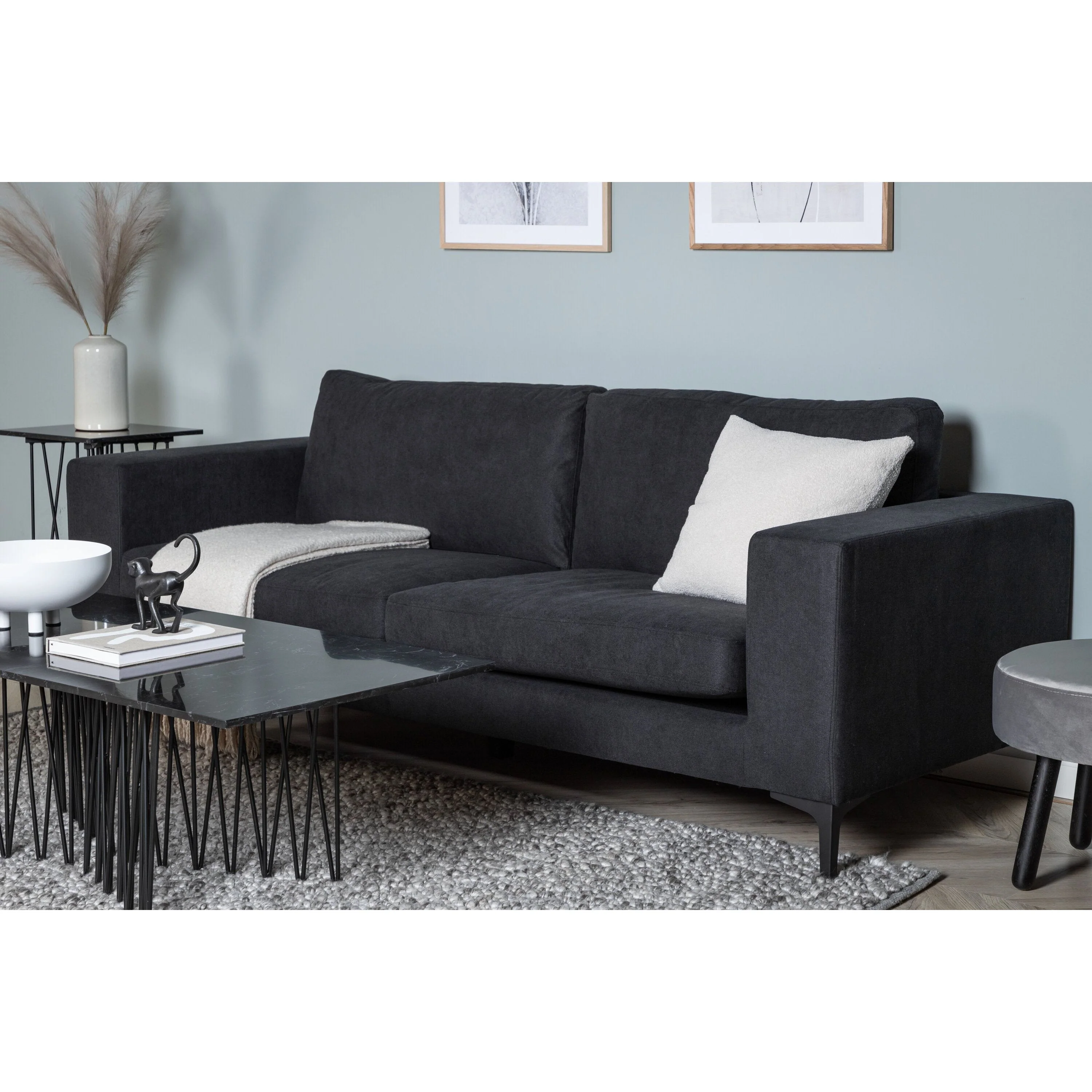 Bolero Sofa - 3-Sitzer - Schwarzer Stoff - Schwarze Beine - Image 3