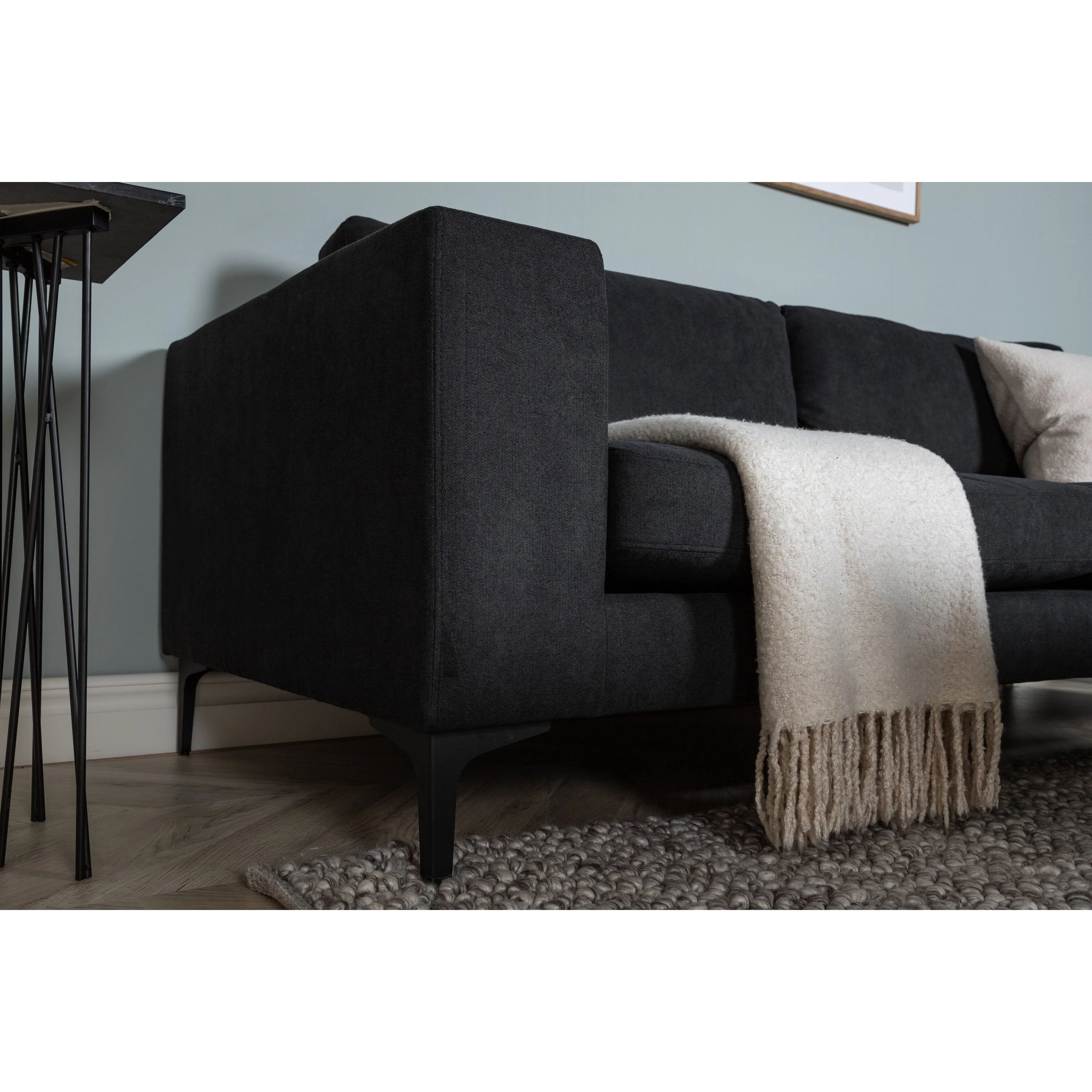 Bolero Sofa - 3-Sitzer - Schwarzer Stoff - Schwarze Beine - Image 5