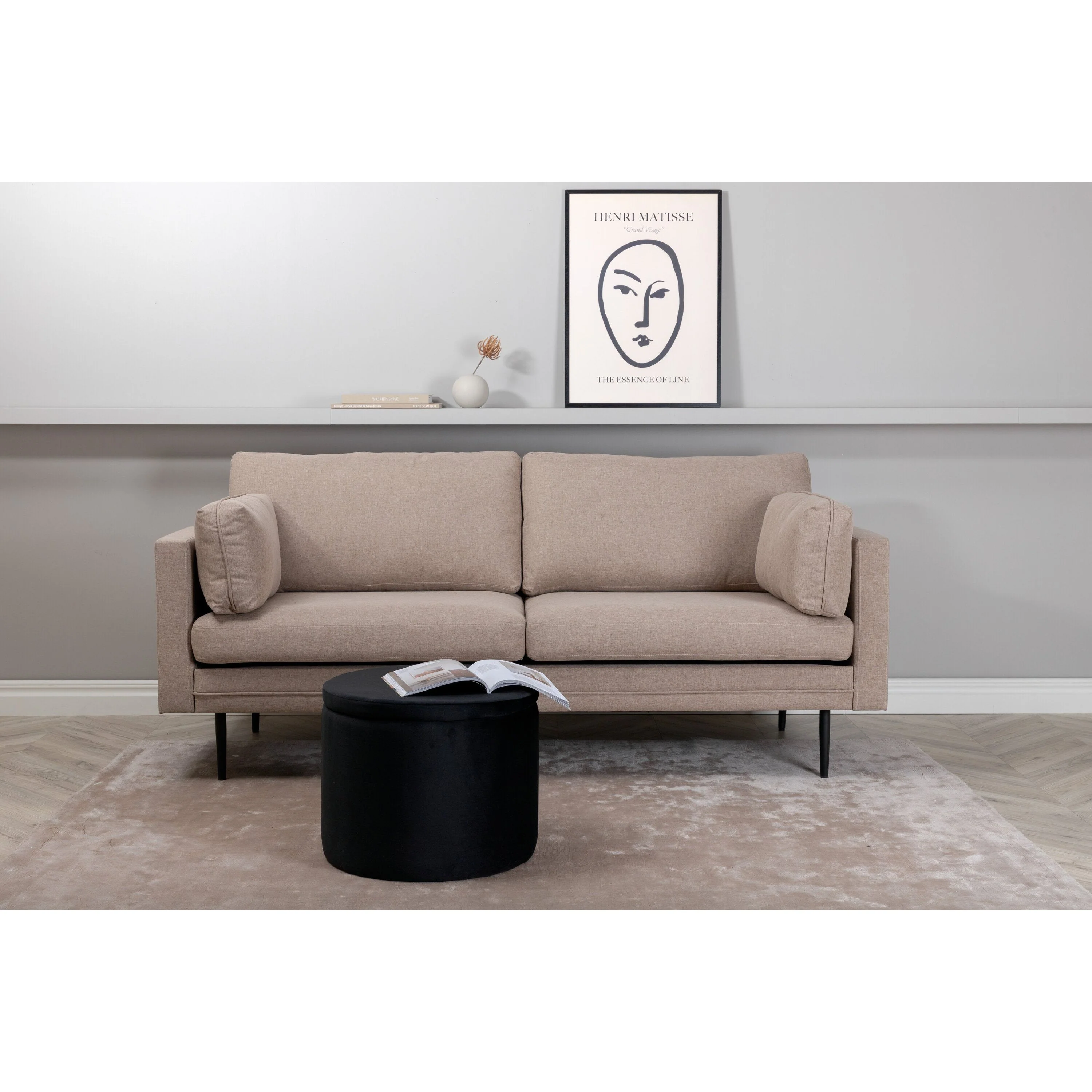 Boom 3-Sitzer Sofa - Schwarz / Brauner Stoff - Image 2
