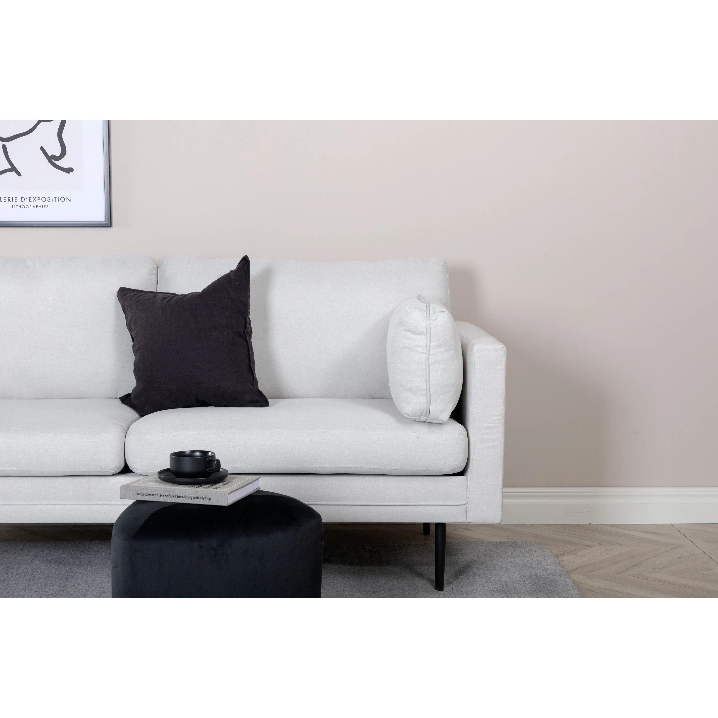 Boom 3-Sitzer Sofa - Schwarz / Hellbeige Stoff - Image 3