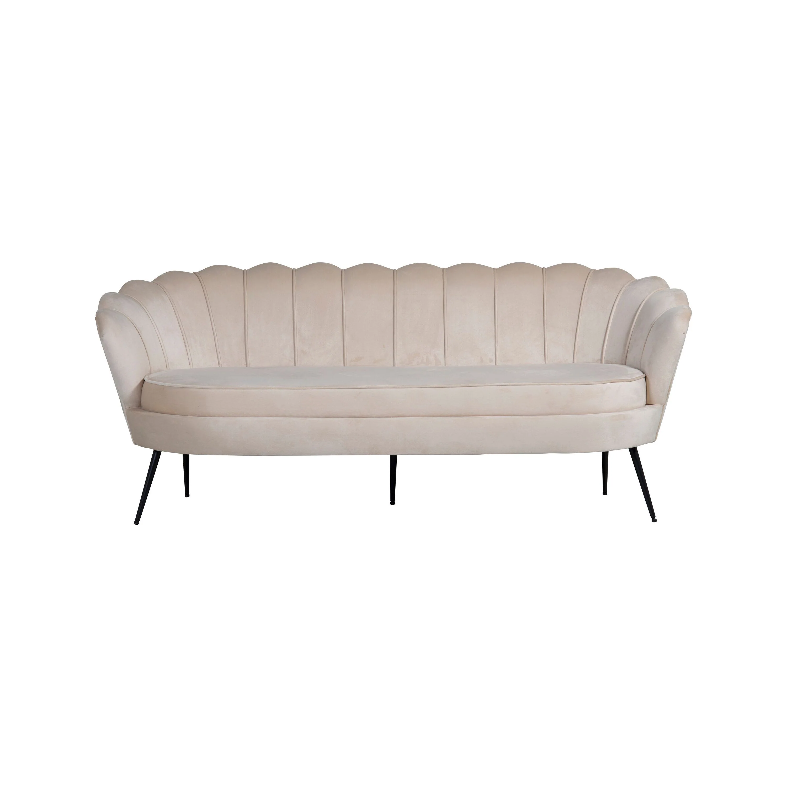 Calais 3-Sitzer Sofa - Beige Samt - Schwarze Beine