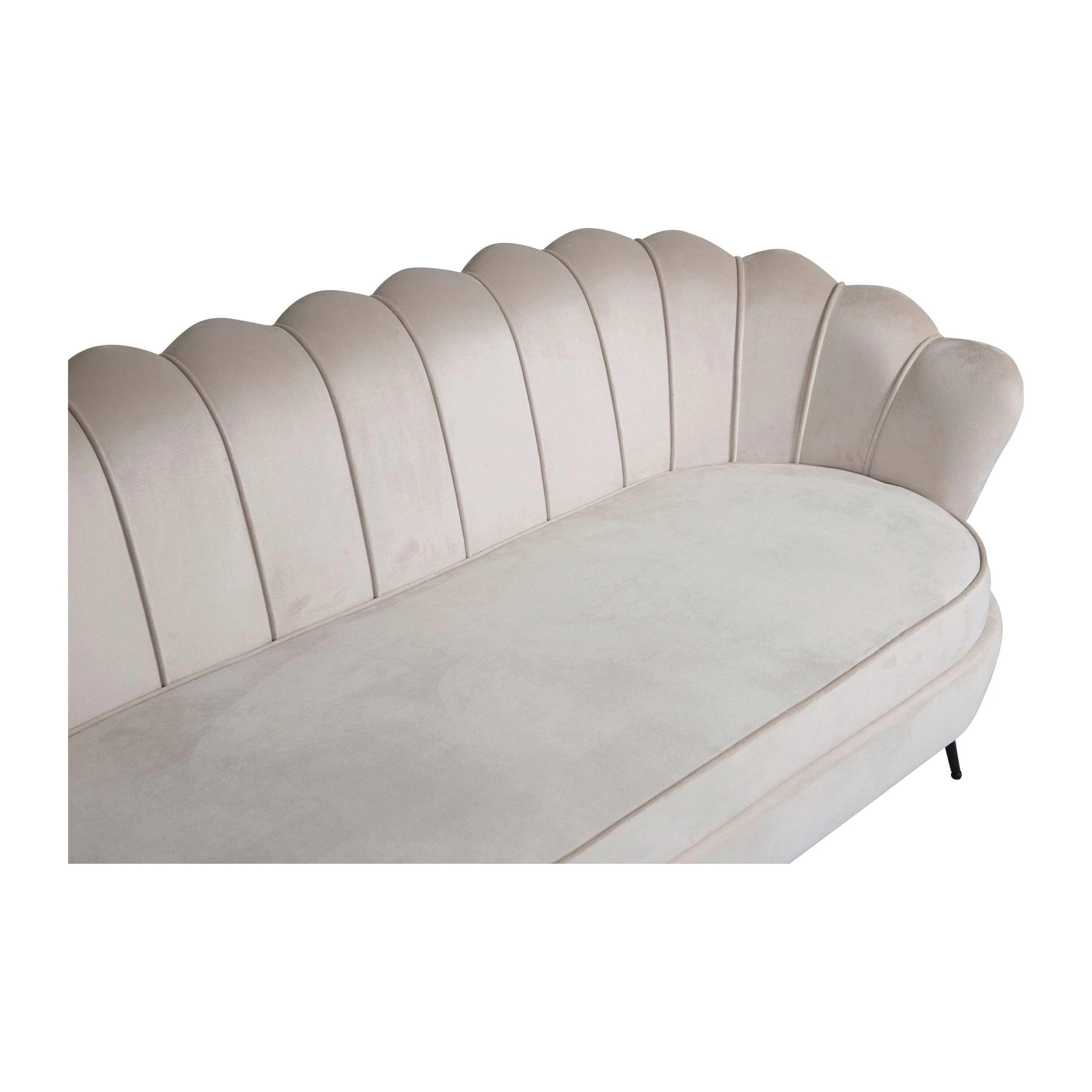 Calais 3-Sitzer Sofa - Beige Samt - Schwarze Beine - Image 10
