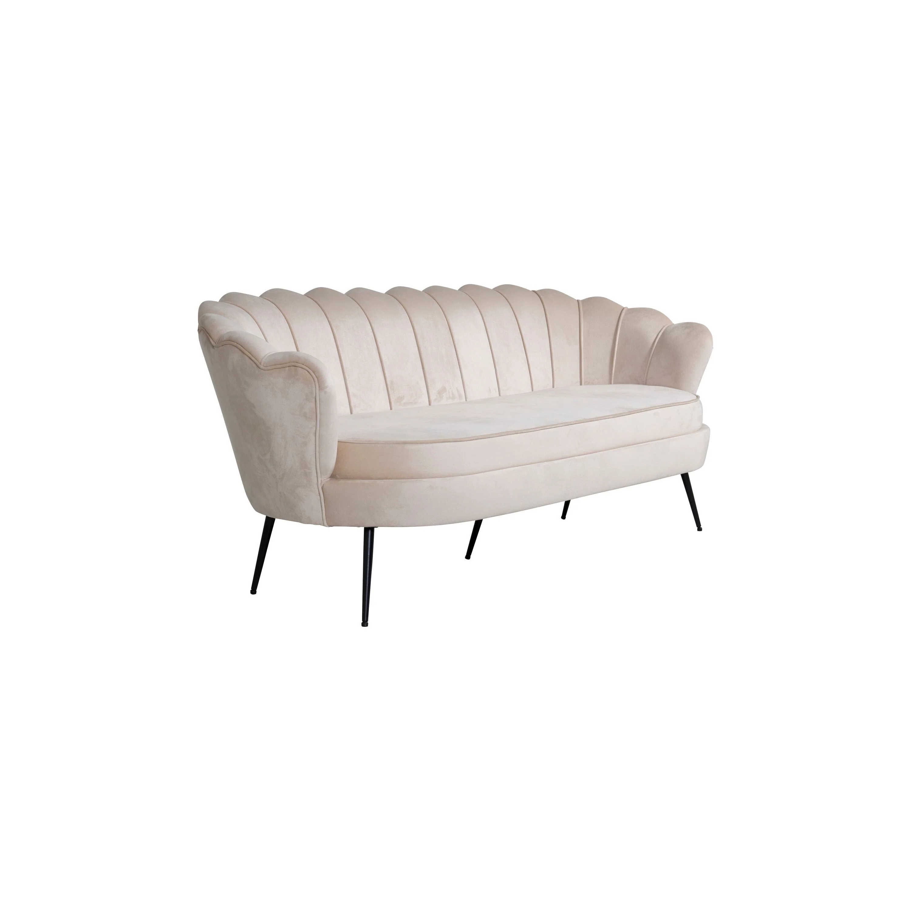 Calais 3-Sitzer Sofa - Beige Samt - Schwarze Beine - Image 6