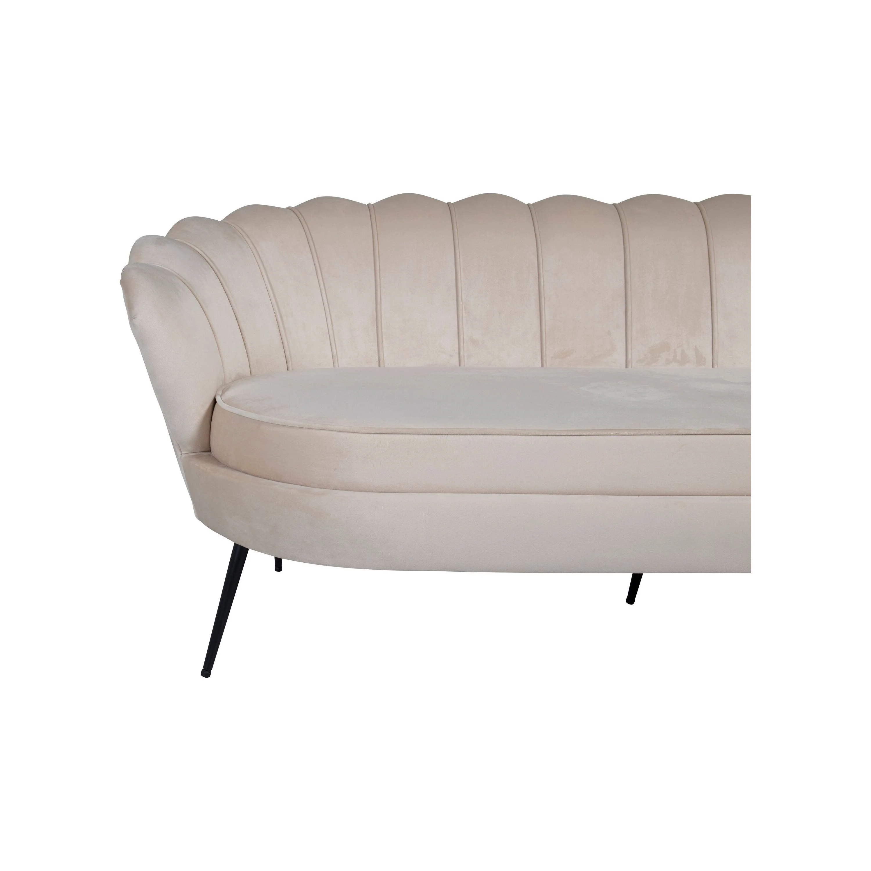 Calais 3-Sitzer Sofa - Beige Samt - Schwarze Beine - Image 9