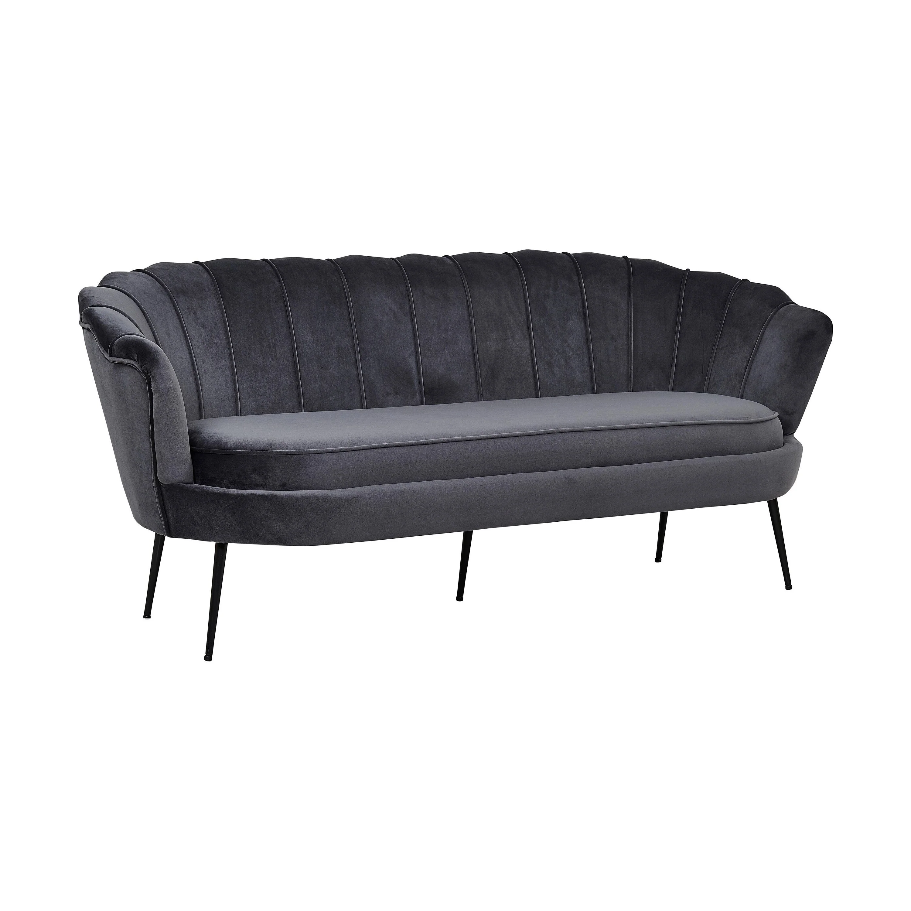 Calais 3-Sitzer Sofa - Dunkelgrauer Samt - Schwarze Beine - Image 5