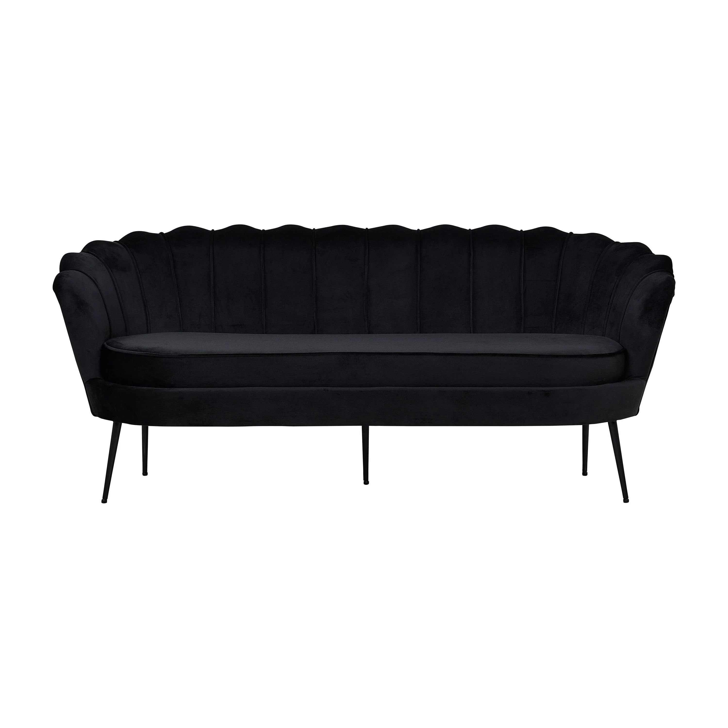Calais 3-Sitzer Sofa - Schwarzer Samt - Schwarze Beine