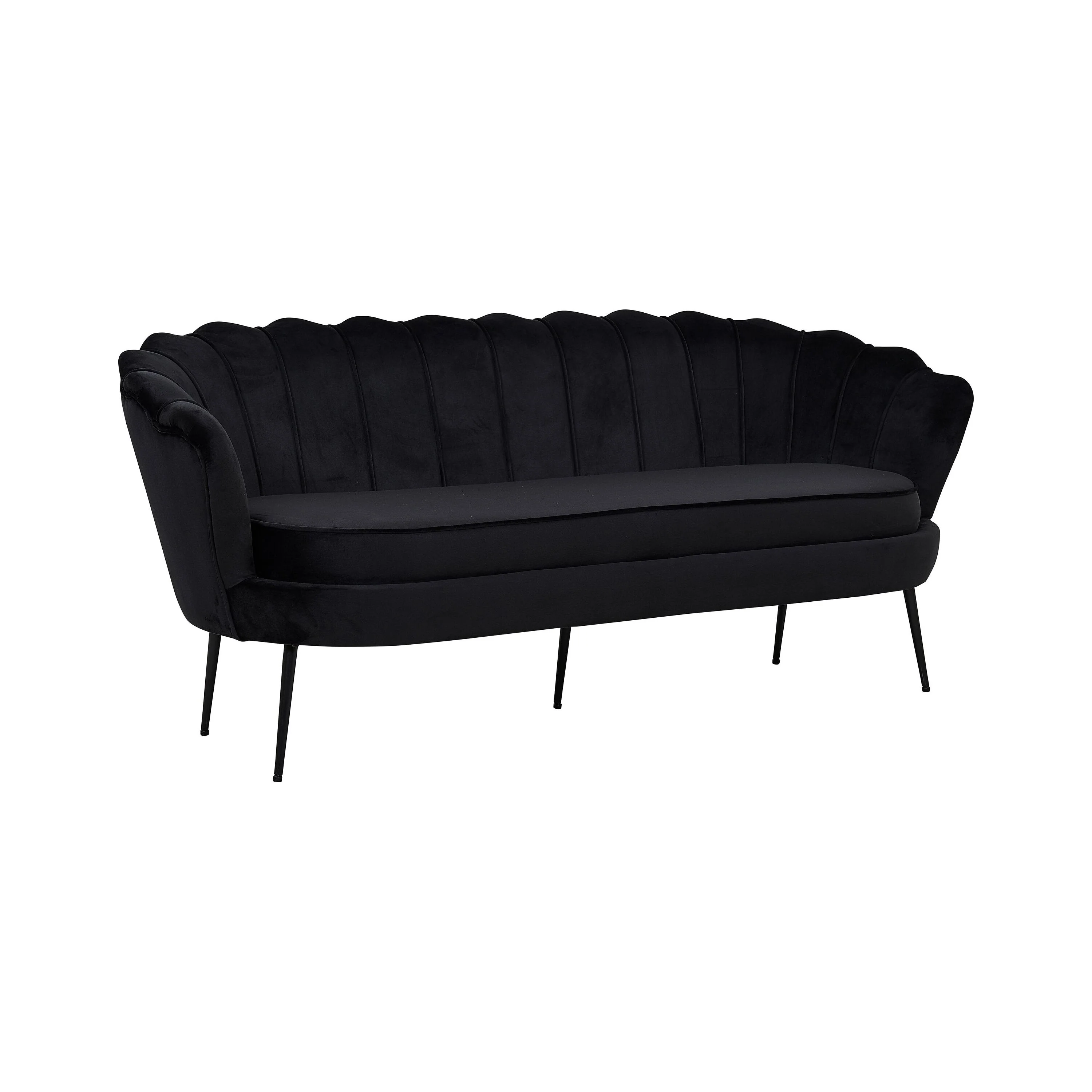 Calais 3-Sitzer Sofa - Schwarzer Samt - Schwarze Beine - Image 5