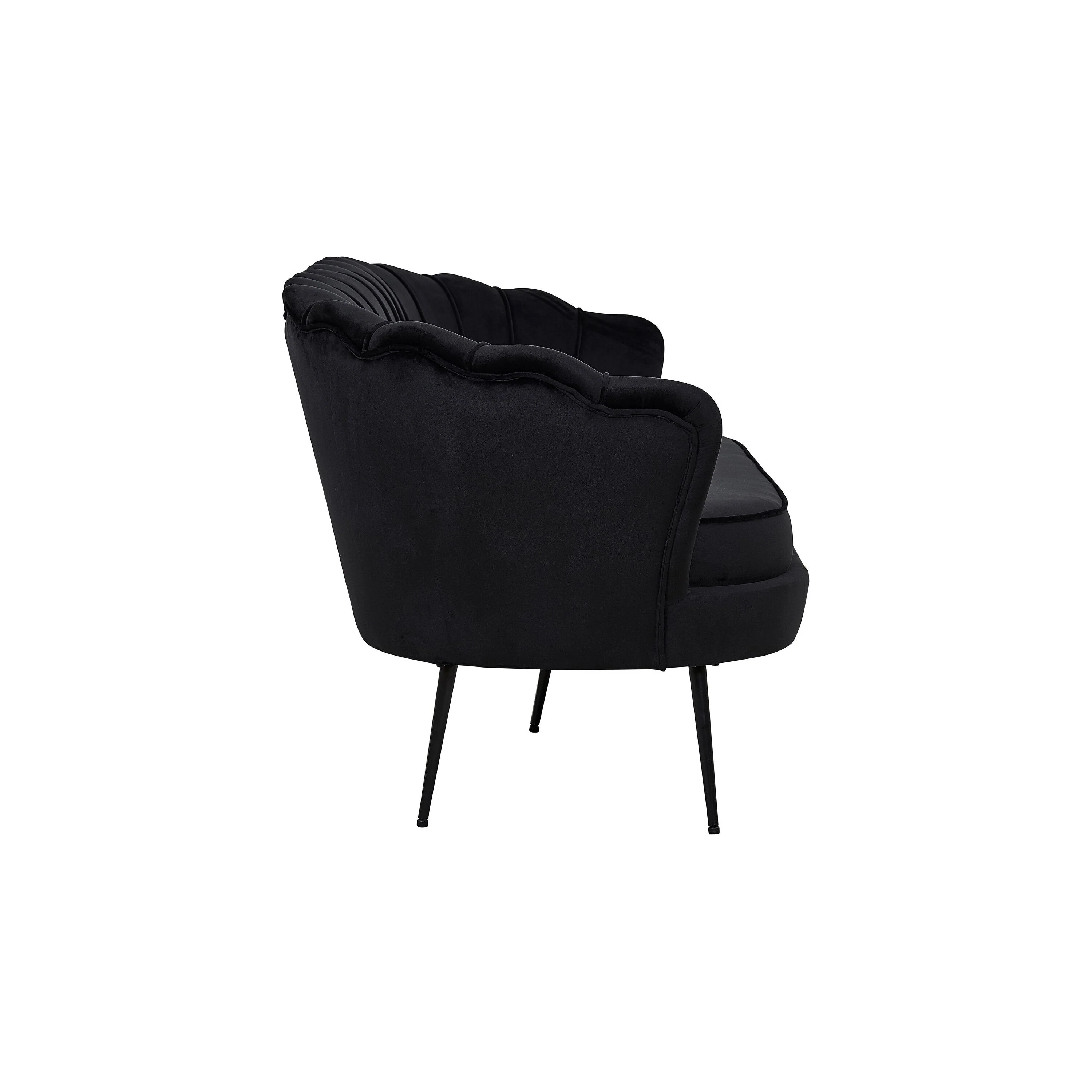 Calais 3-Sitzer Sofa - Schwarzer Samt - Schwarze Beine - Image 6