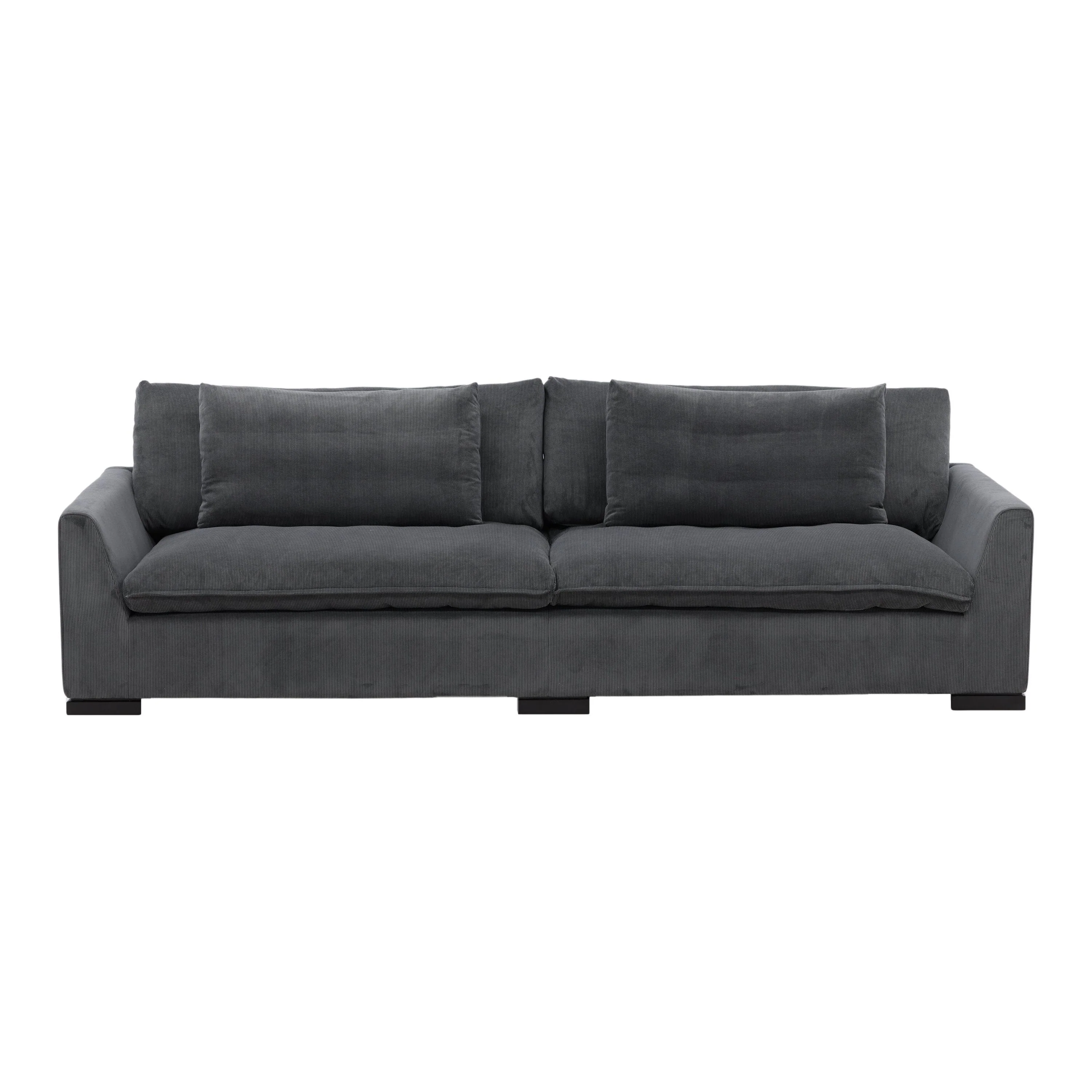 Durham 3-Sitzer Sofa - Holz / Dunkelgrauer Kord